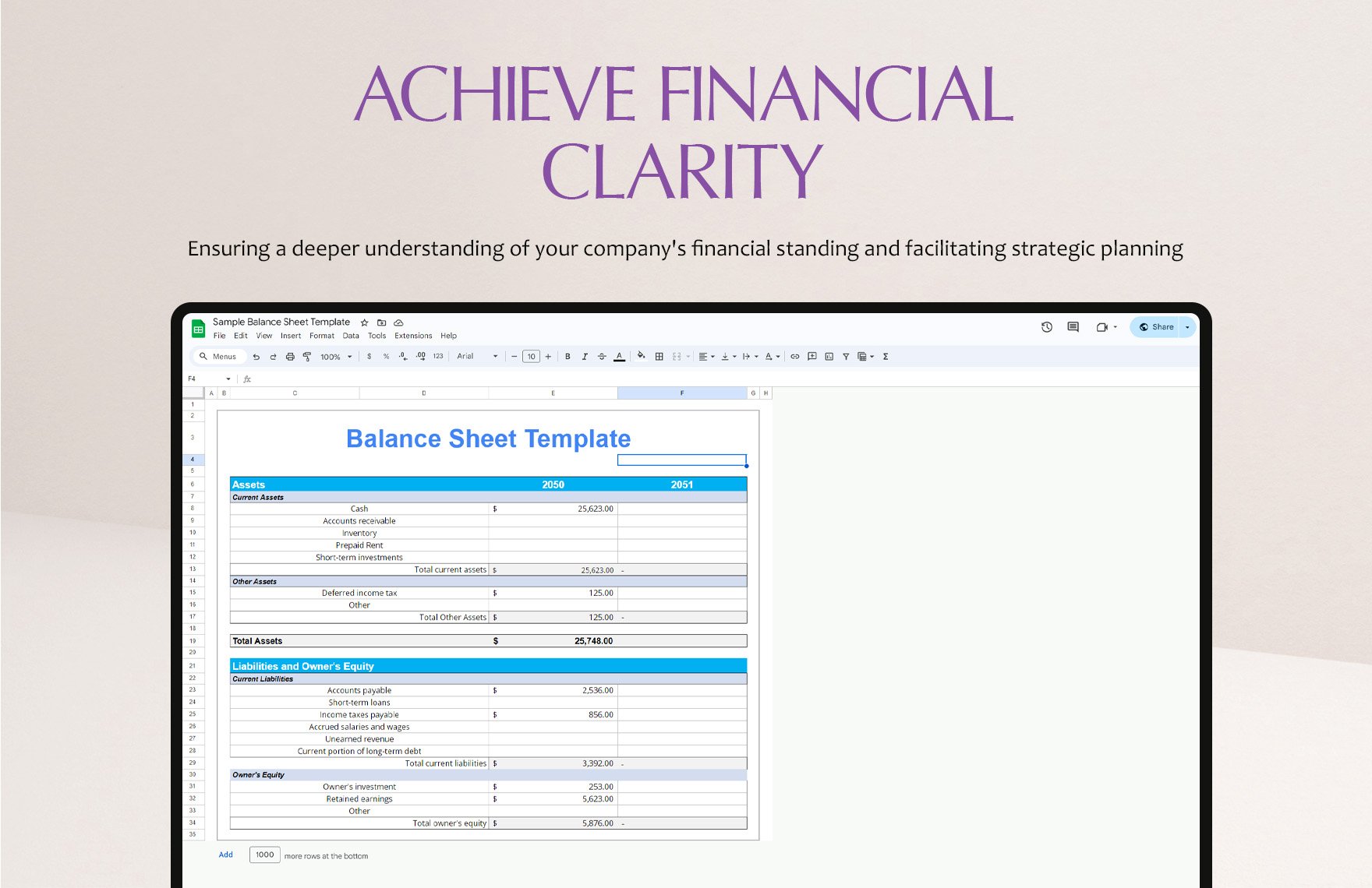 Sample Balance Sheet Template