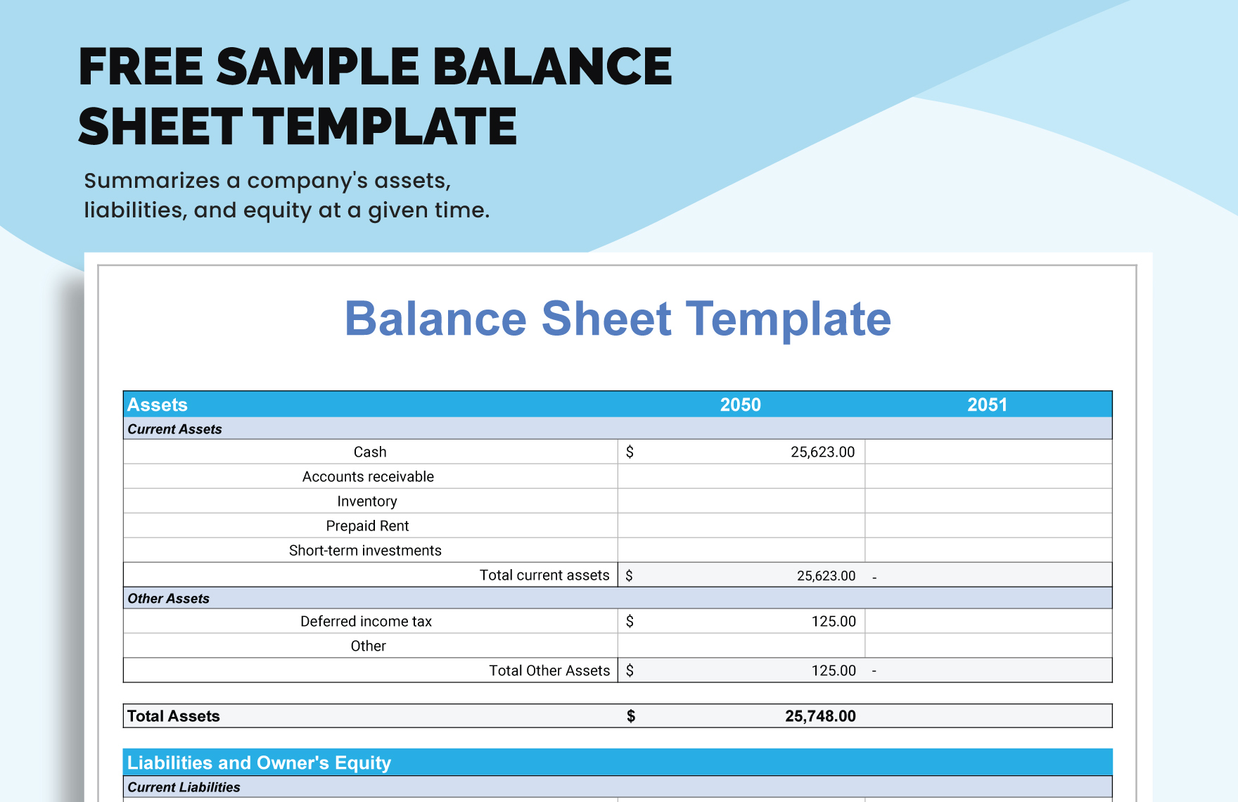 balance sheet format in excel