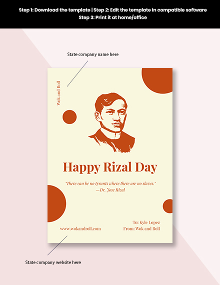 Free Happy Rizal Day Greeting Card Template to Edit Online