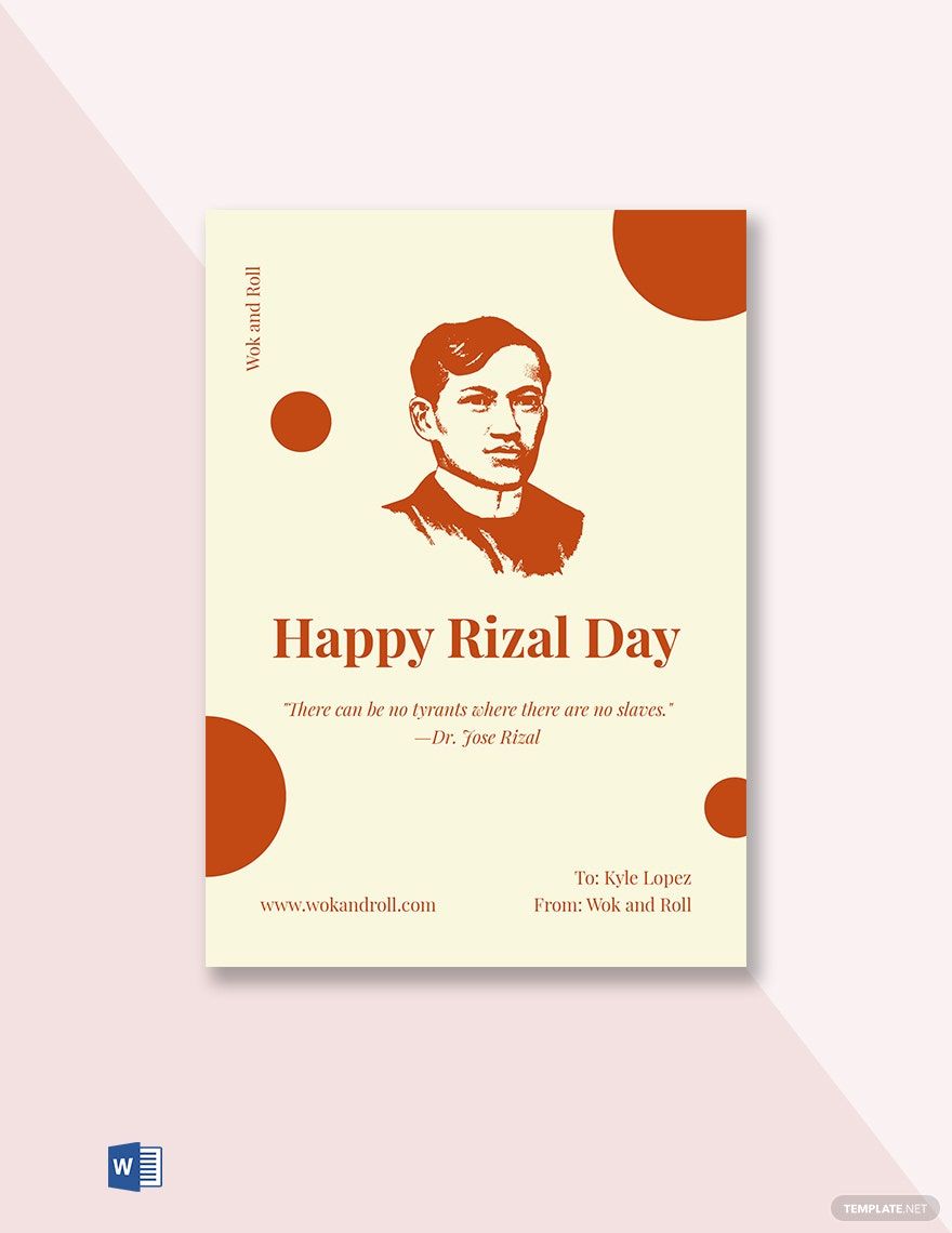 Free Happy Rizal Day Greeting Card Template