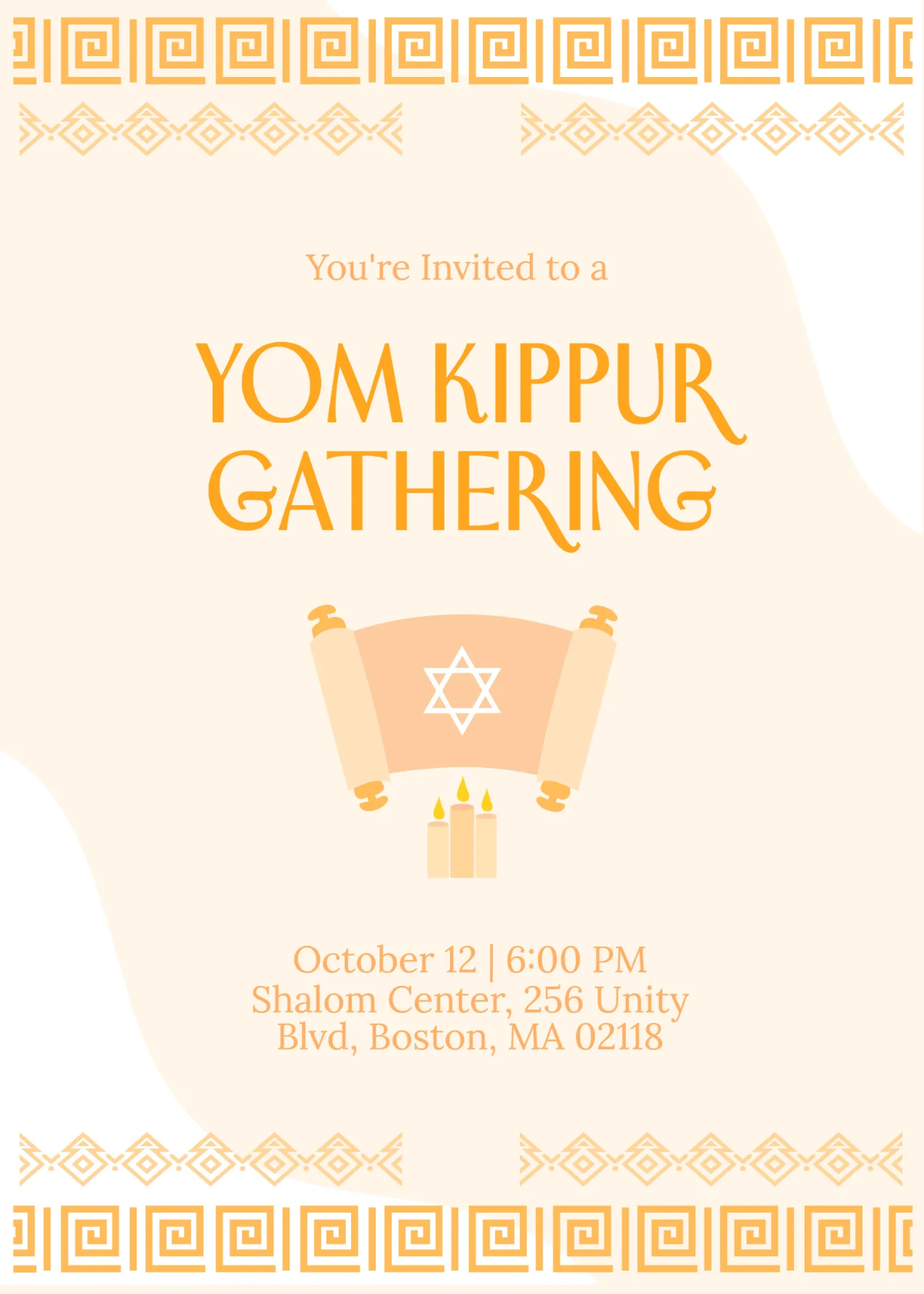 Free Geometric Yom Kippur Invitation Template to Edit Online