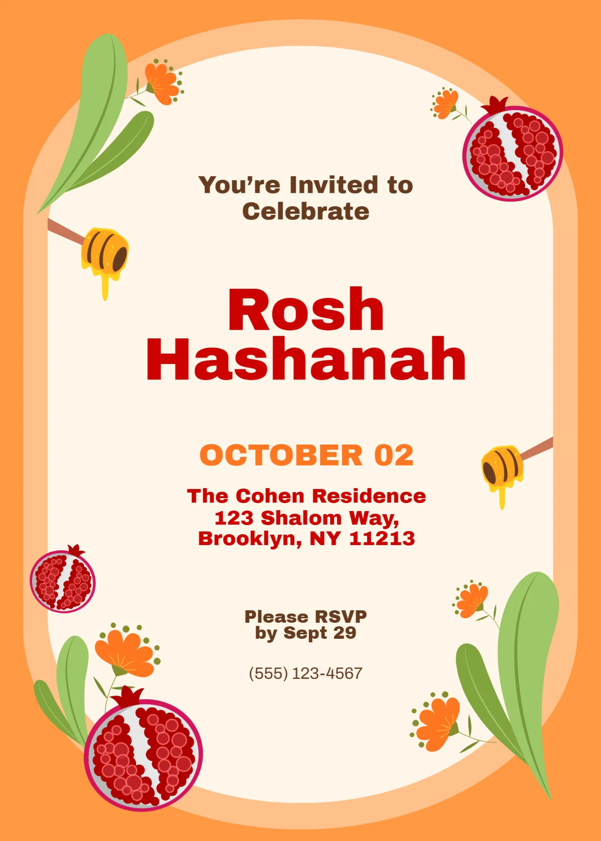 Free Rosh Hashanah Jewish Holiday Template to Edit Online