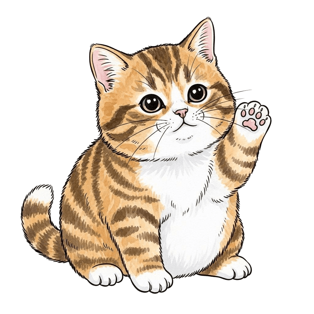 Free American Bobtail 3d Watercolor Cat Clipart Template to Edit Online