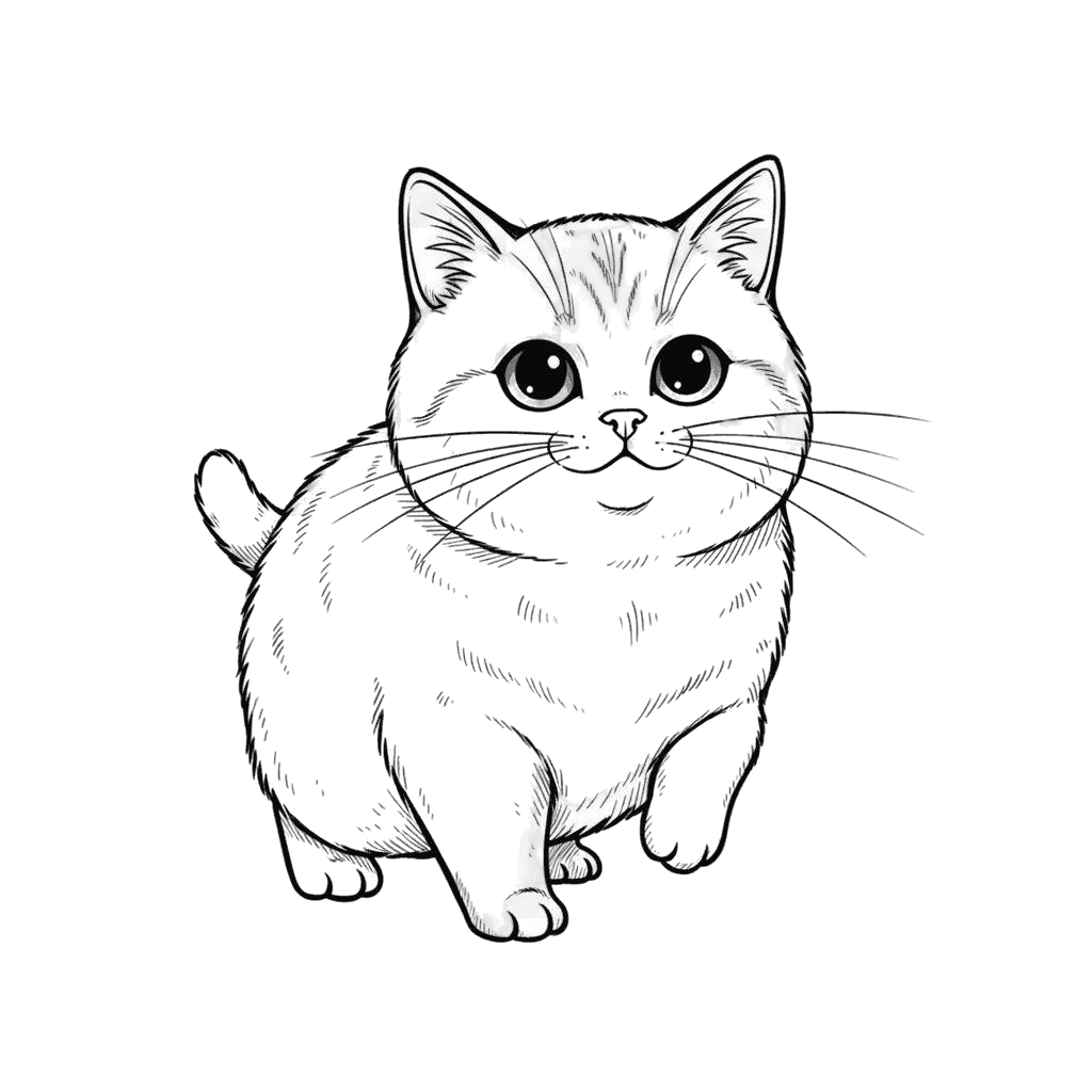 Free American Bobtail drawing Digital Vector Cat Clipart Template to Edit Online