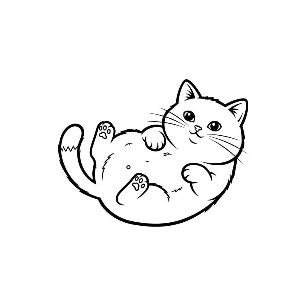 Free American Bobtail outline Digital Vector Cat Clipart Template to Edit Online