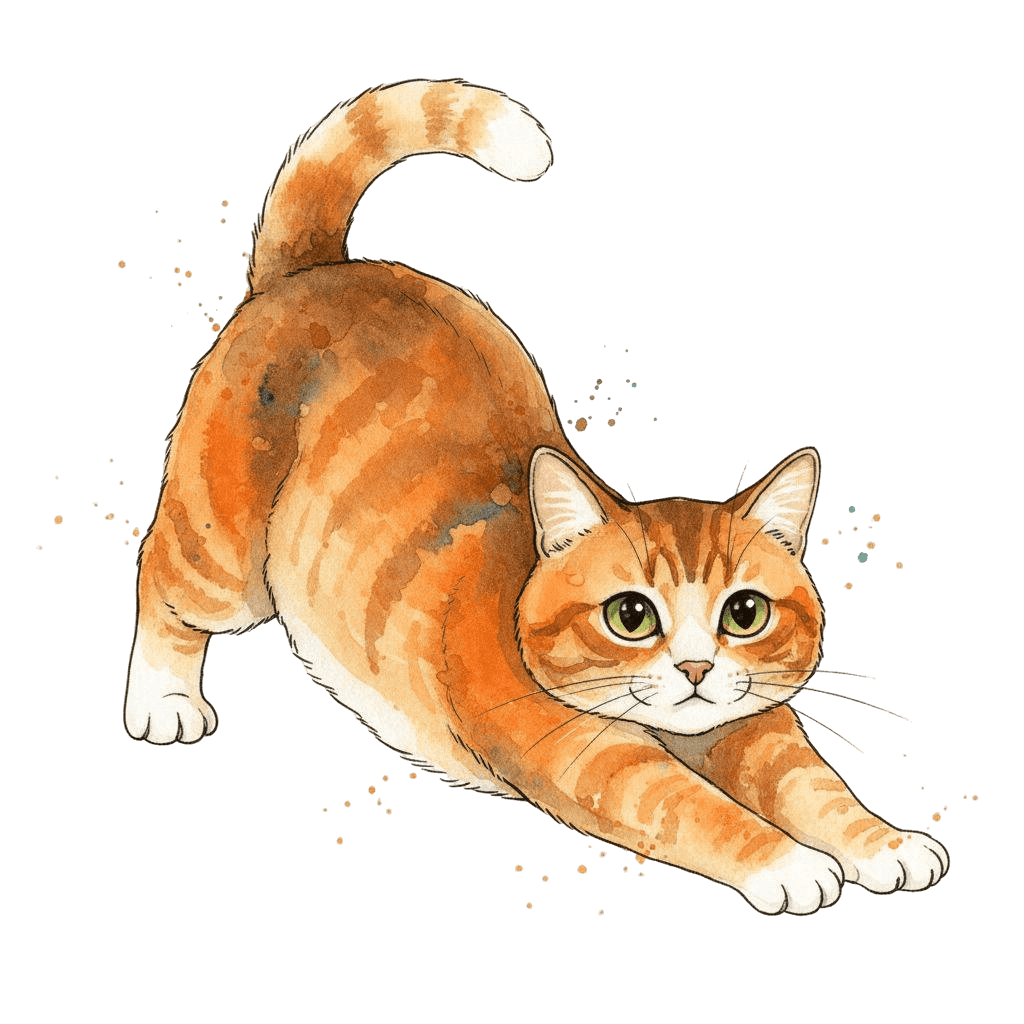 Free American Bobtail outline Watercolor Cat Clipart Template to Edit Online