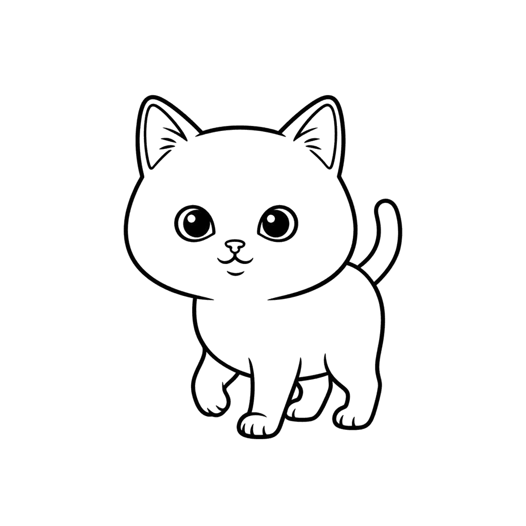 Free American Bobtail outline Flat Vector Cat Clipart Template to Edit Online