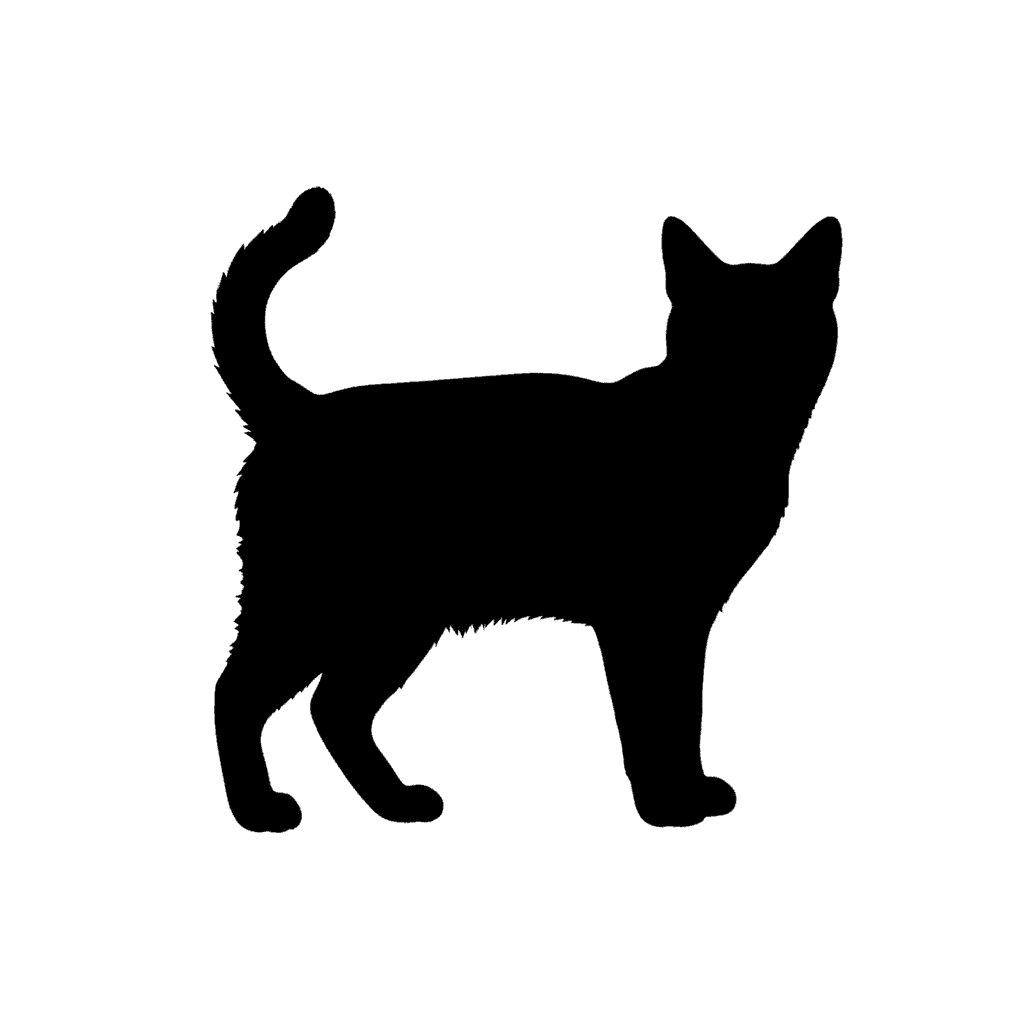 Free American Bobtail silhouette Ink Drawing Cat Clipart Template to Edit Online