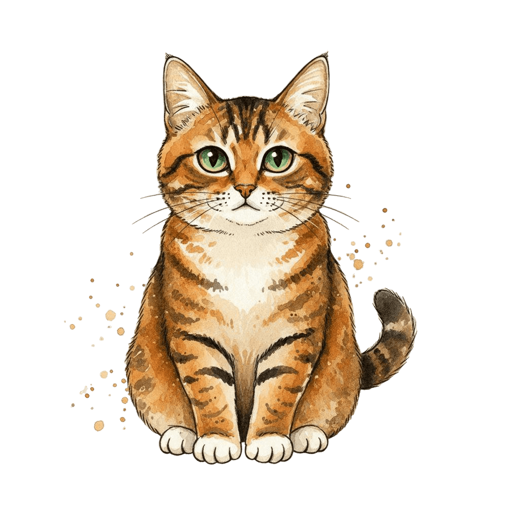 Free American Bobtail Emoji Watercolor Cat Clipart Template to Edit Online