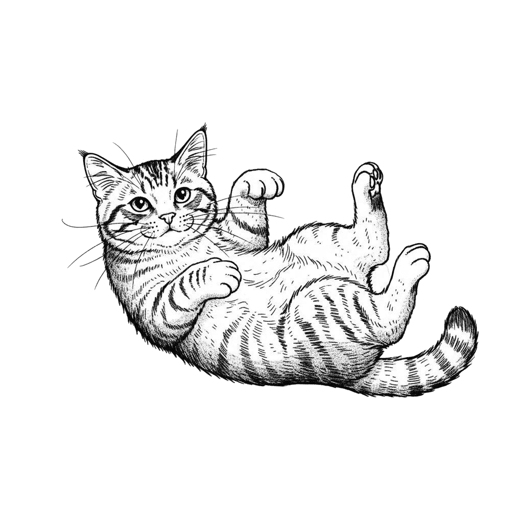 Free American Bobtail Emoji Ink Drawing Cat Clipart Template to Edit Online