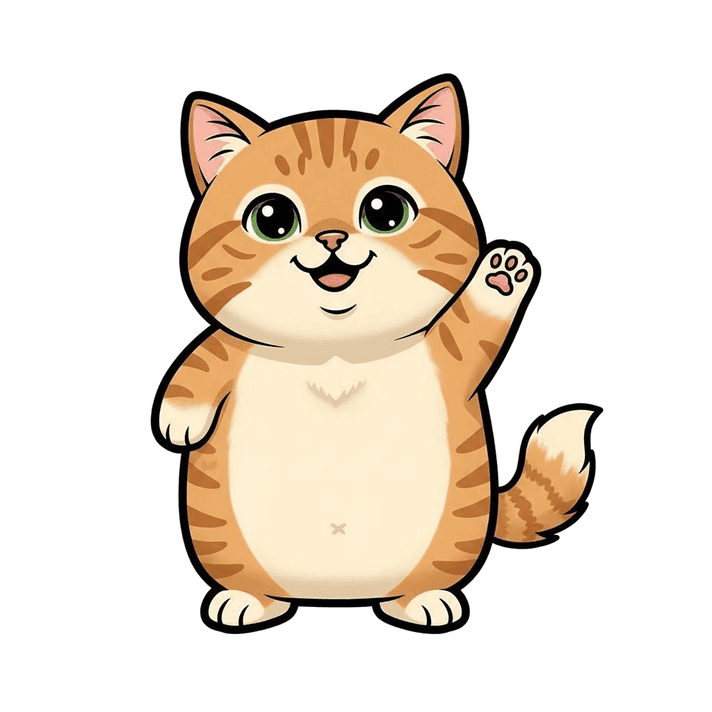 Free American Bobtail cartoon Digital Vector Cat Clipart Template to Edit Online
