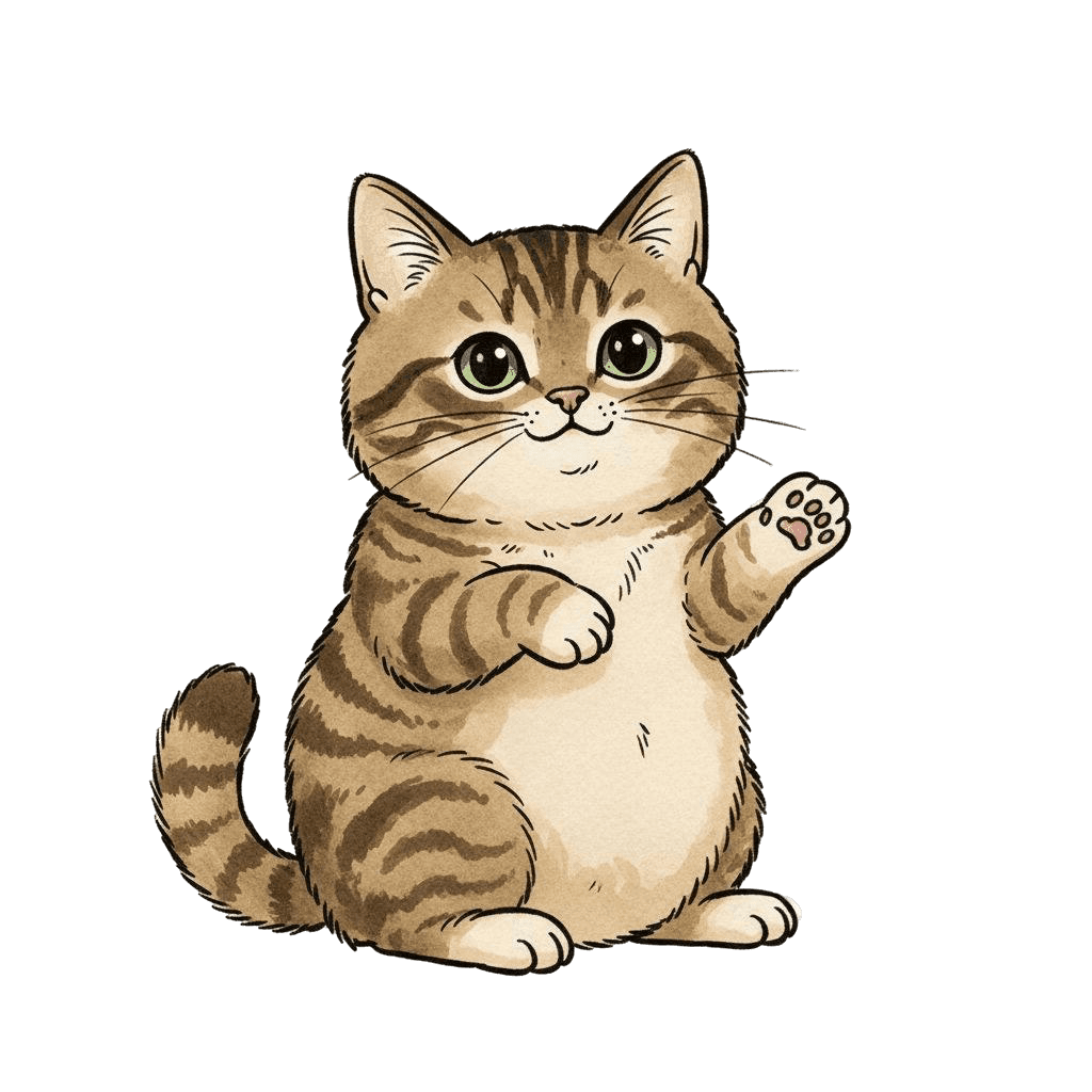 Free American Bobtail symbol Ink Drawing Cat Clipart Template to Edit Online