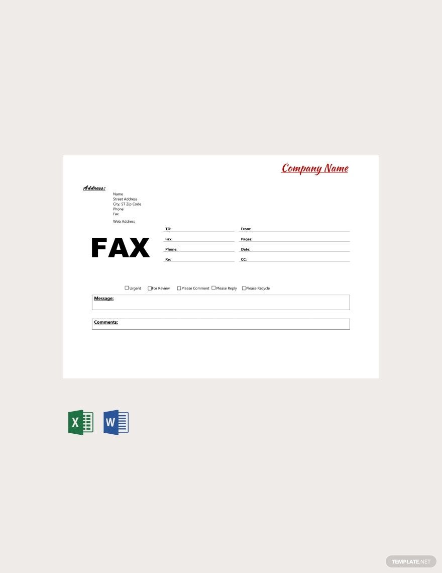 Fax Cover Sheet Template in Word, Excel