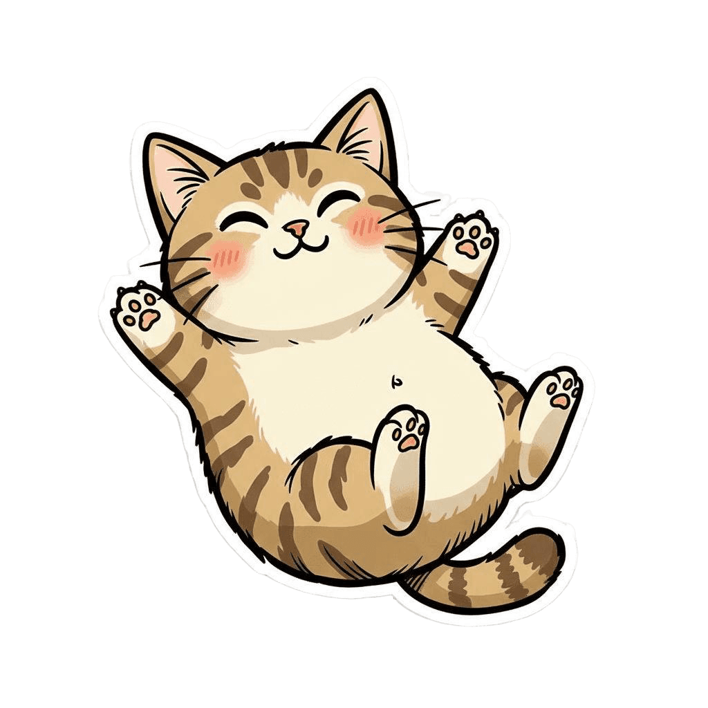 Free American Bobtail sticker Ink Drawing Cat Clipart Template to Edit Online