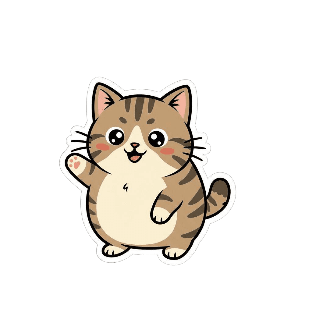 Free American Bobtail sticker Flat Vector Cat Clipart Template to Edit Online