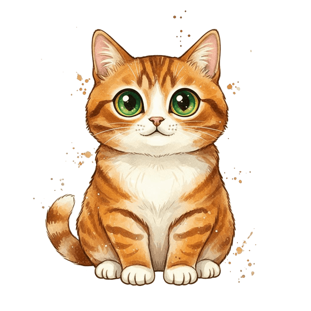 Free American Bobtail Clipart Watercolor Cat Clipart Template to Edit Online