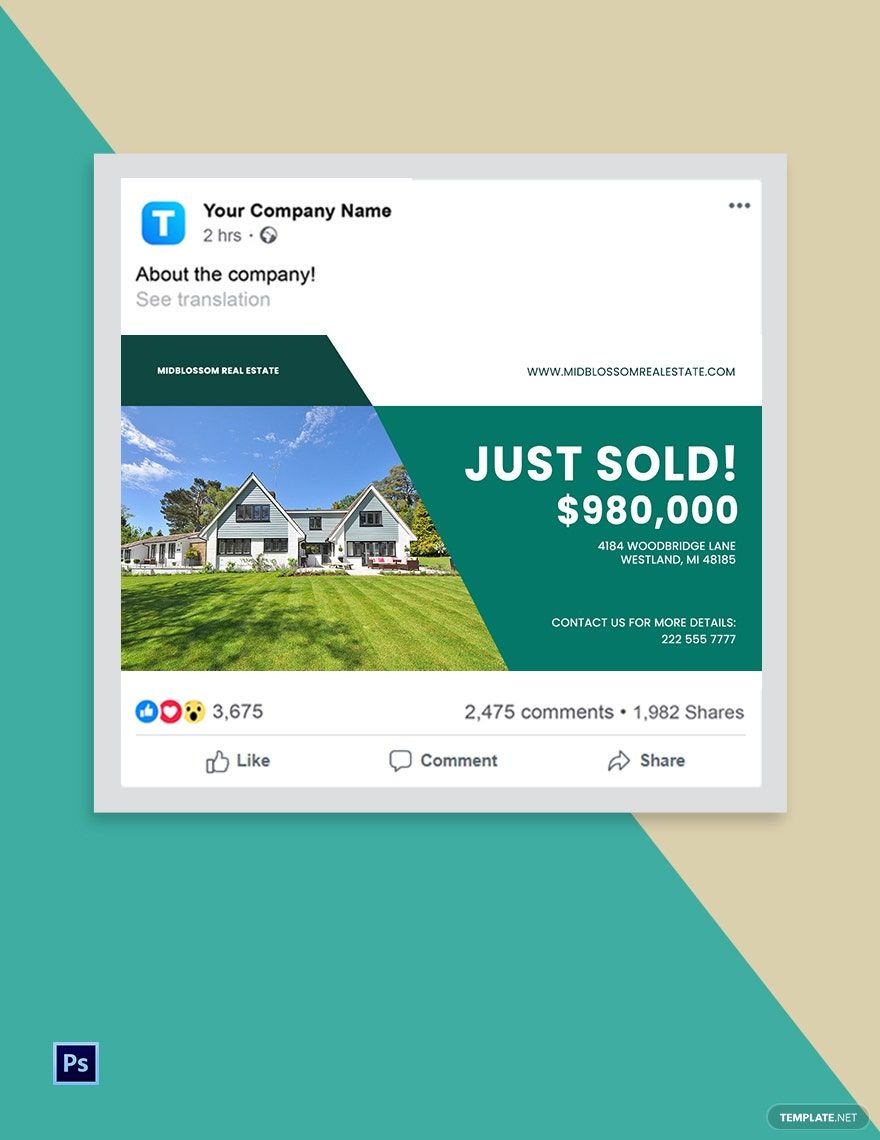 Free Just Sold Real Estate Facebook Post Template