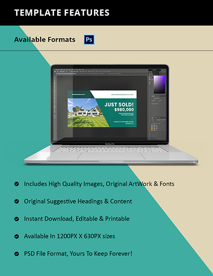 Free Just Sold Real Estate Facebook Post Template to Edit Online