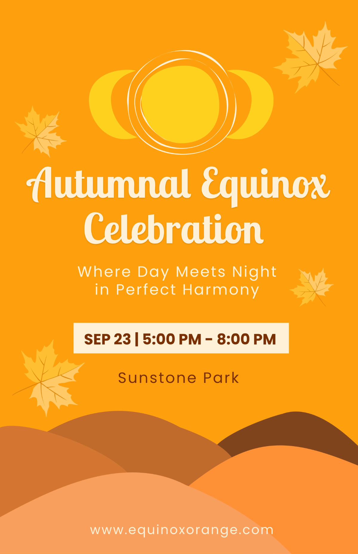 Free Orange Autumnal Equinox Poster Template to Edit Online