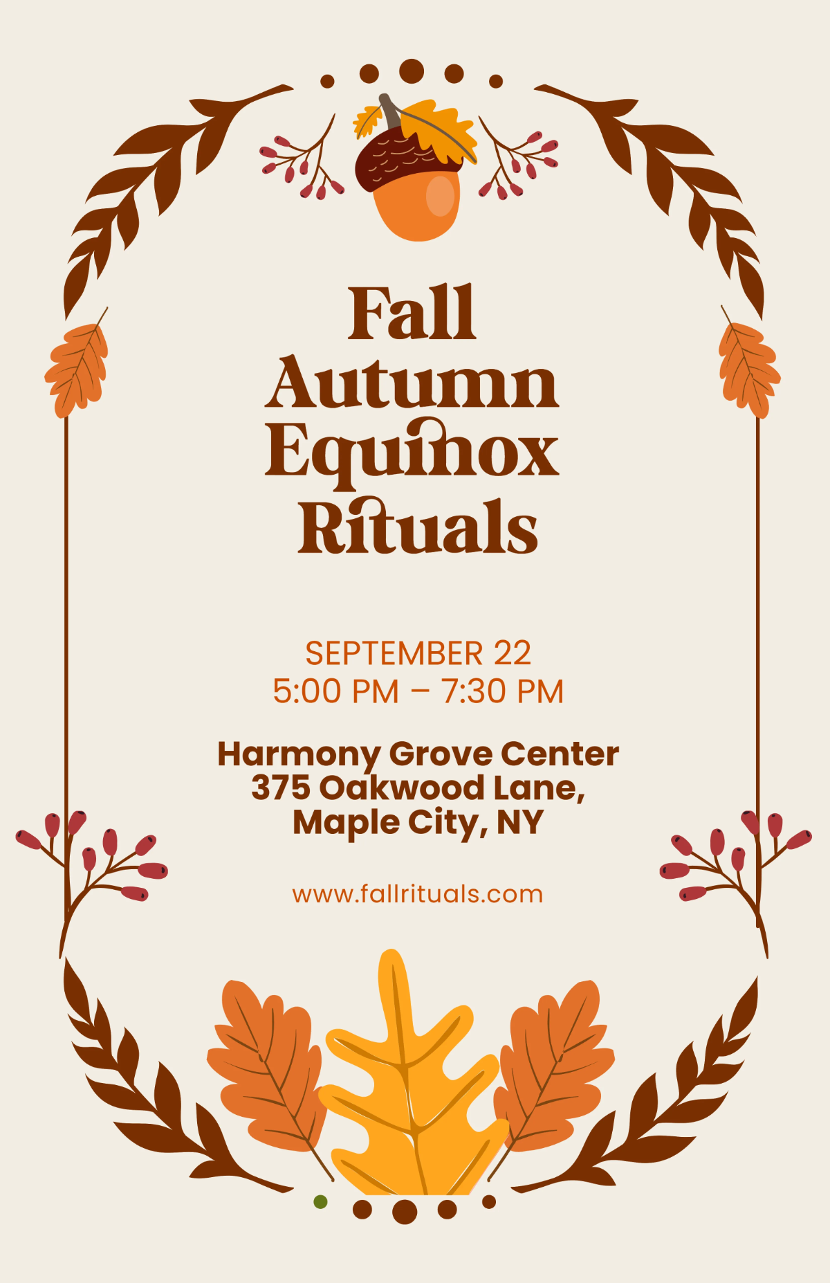 Free Fall Autumn Equinox Rituals Poster Template to Edit Online