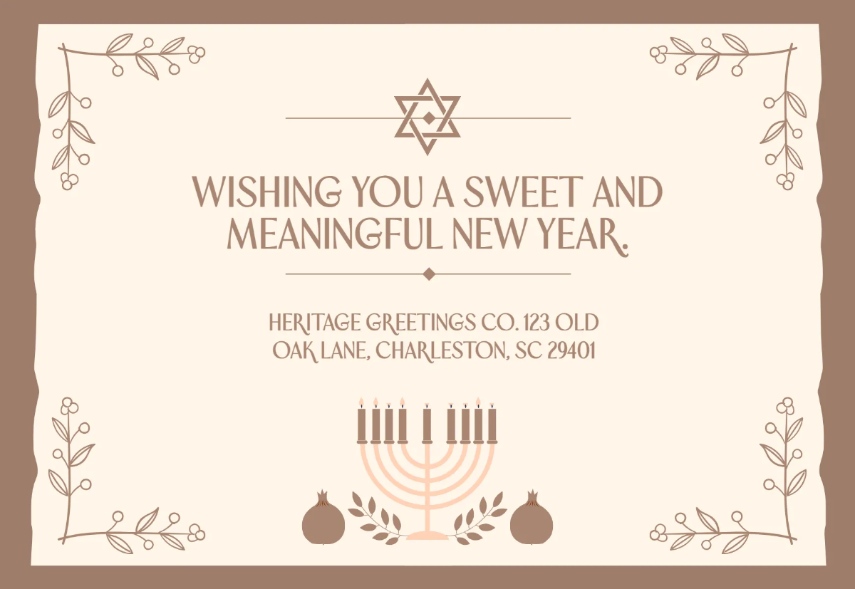 Free Simple Vintage Rosh Hashanah Card Template to Edit Online
