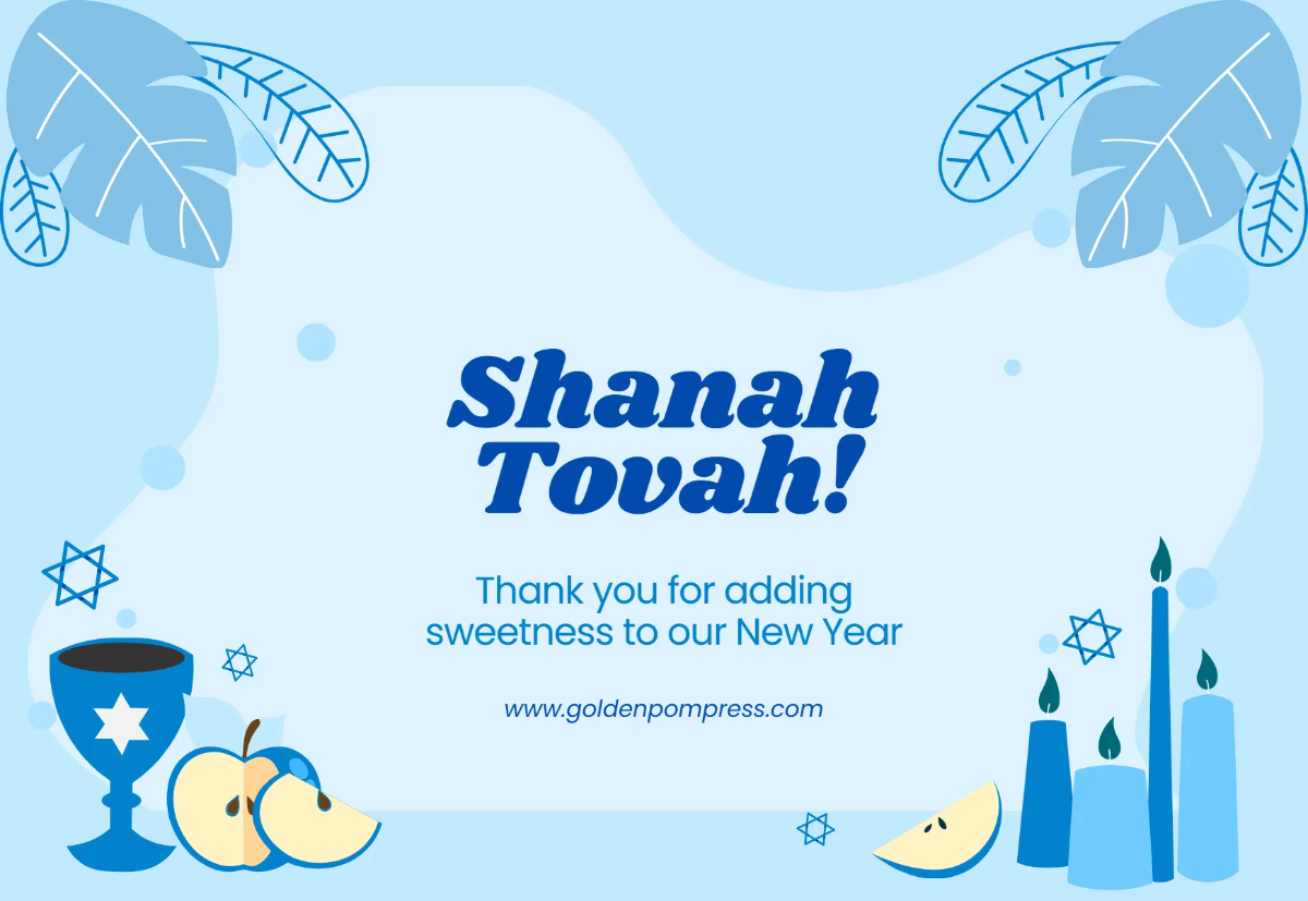 Free Thank you Rosh Hashanah Card Template to Edit Online
