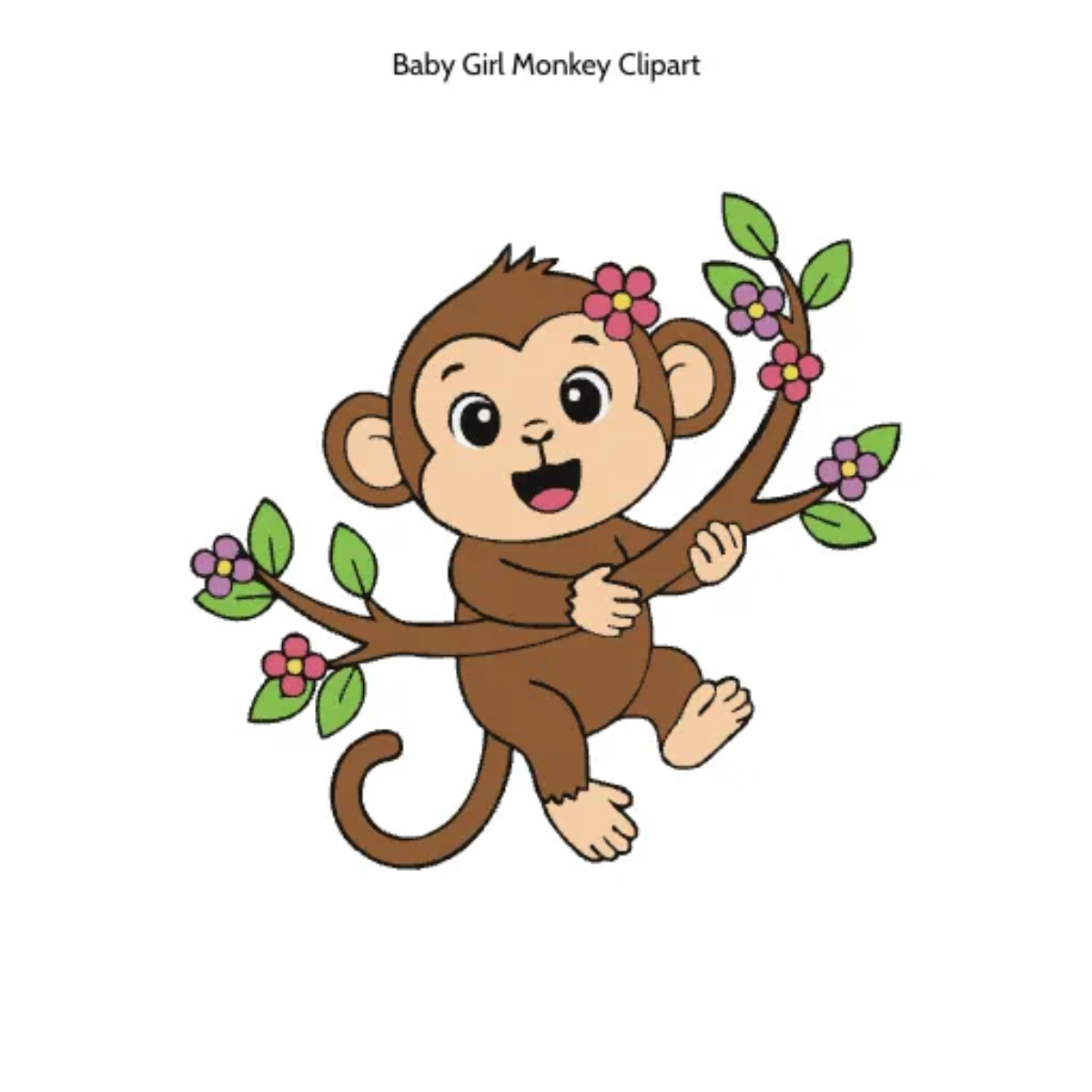 Free Baby Girl Monkey Vector Clipart (PNG, SVG) to Edit Online