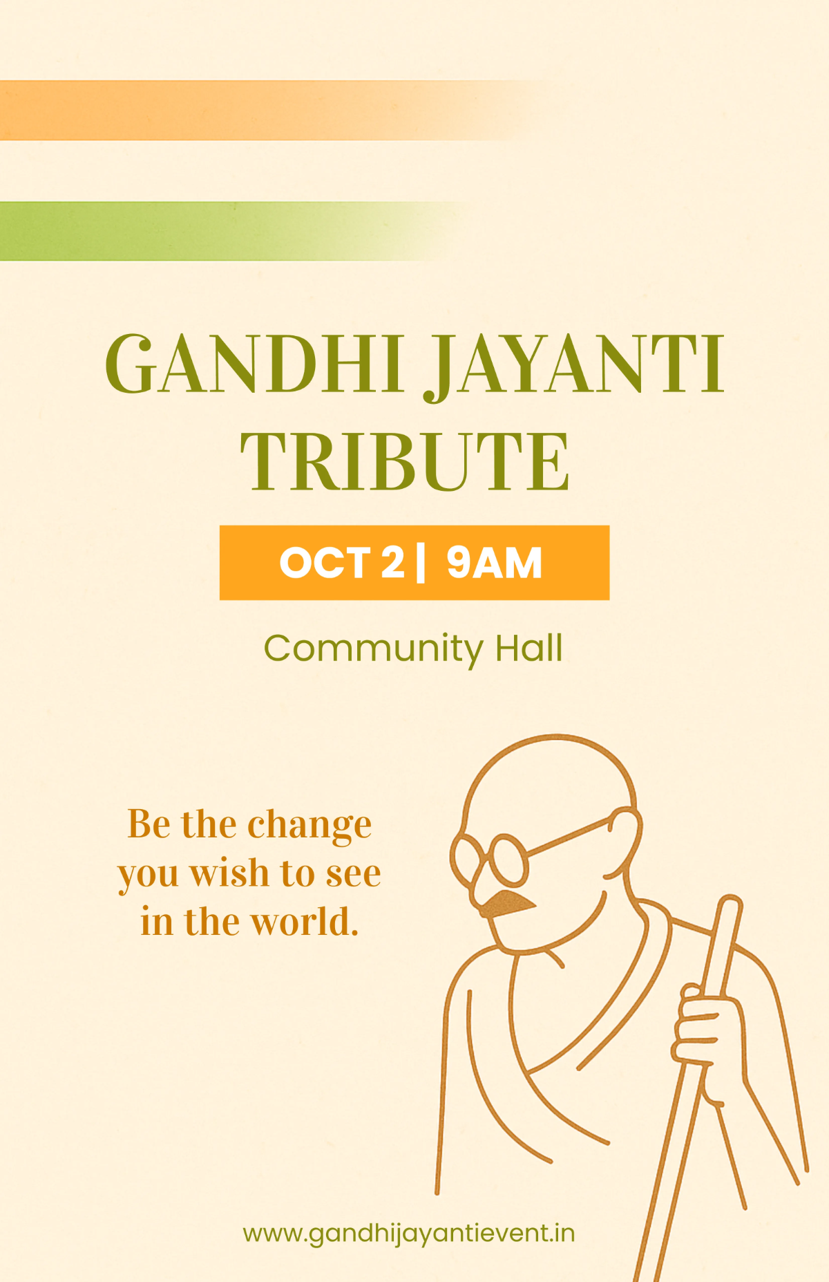 Free Gandhi Jayanti Tribute Poster Template to Edit Online