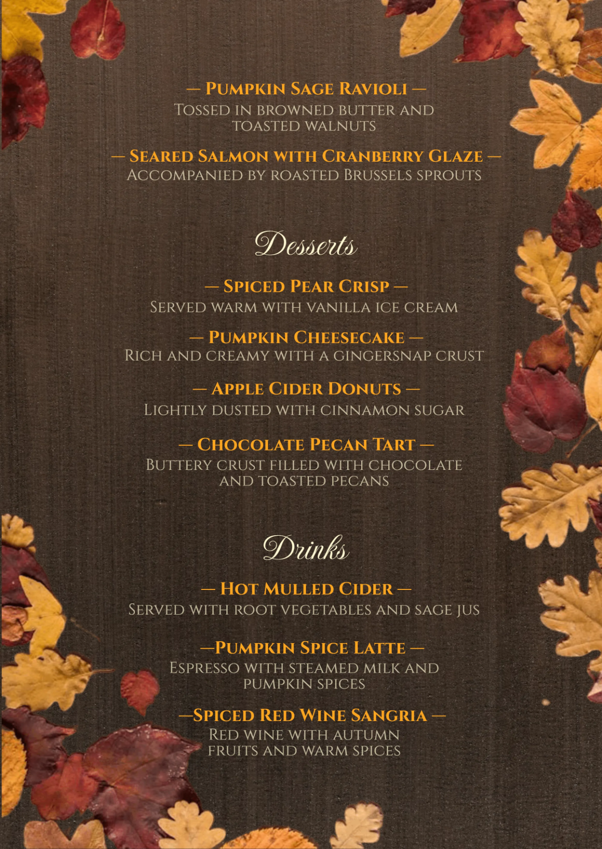 Free Autumnal Equinox Special Menu Template to Edit Online