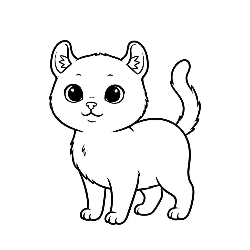 Free American Curl outline Digital Vector Cat Clipart Template to Edit Online
