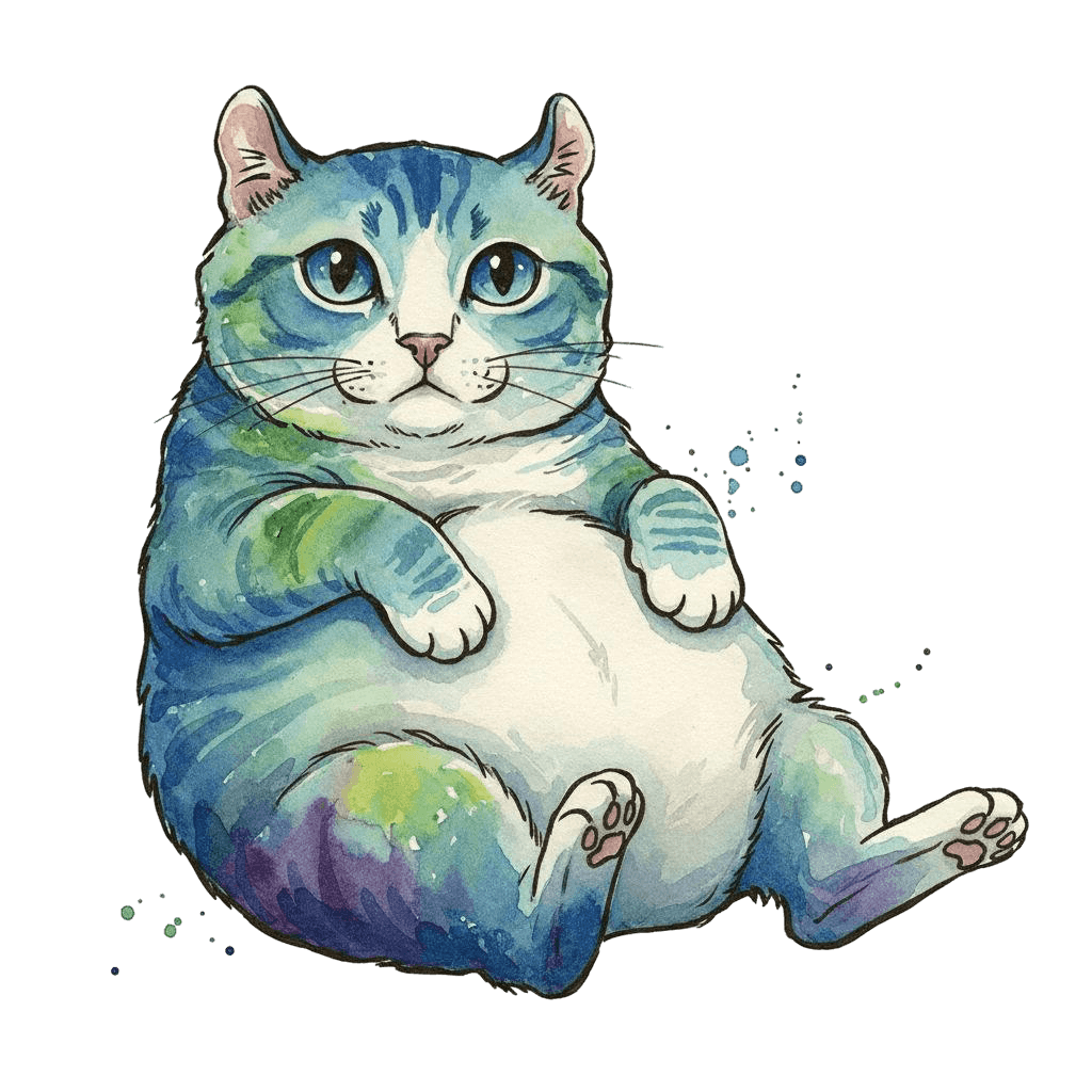 Free American Curl outline Watercolor Cat Clipart Template to Edit Online