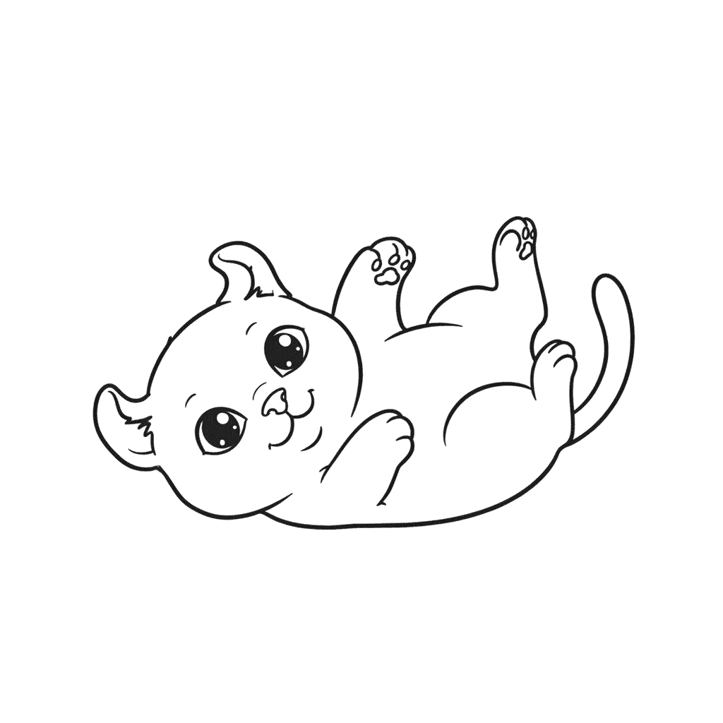 Free American Curl outline Ink Drawing Cat Clipart Template to Edit Online