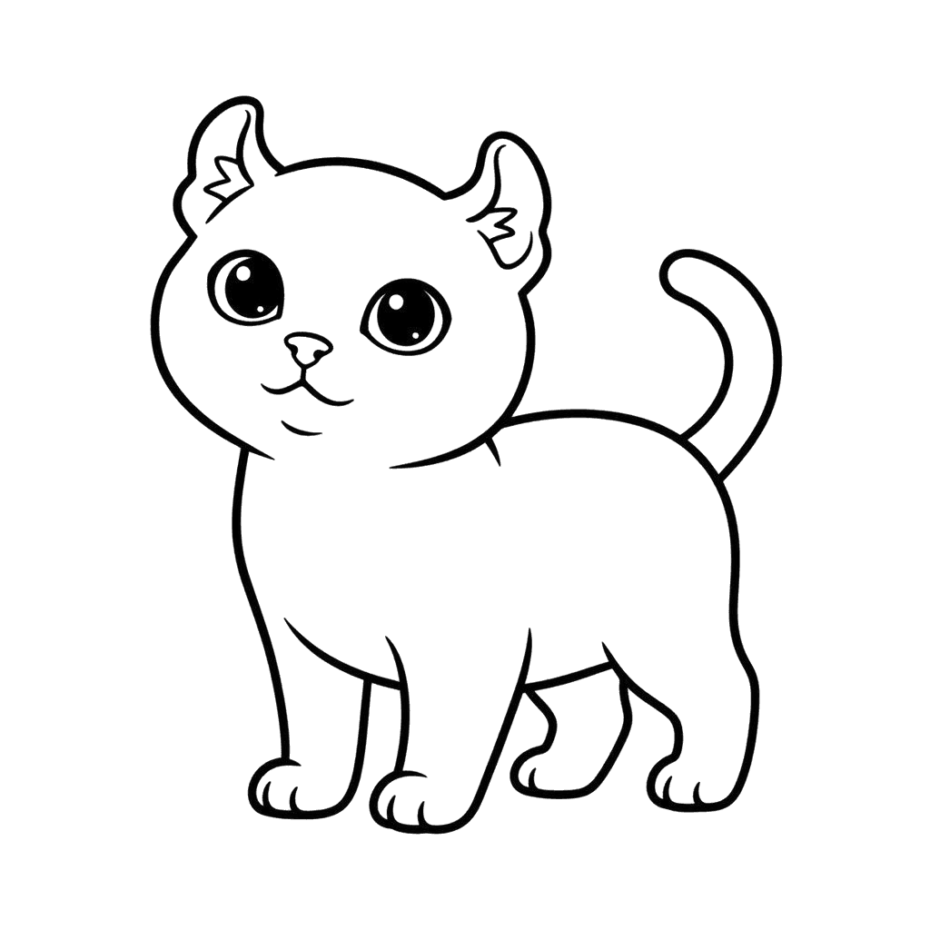 Free American Curl outline Flat Vector Cat Clipart Template to Edit Online