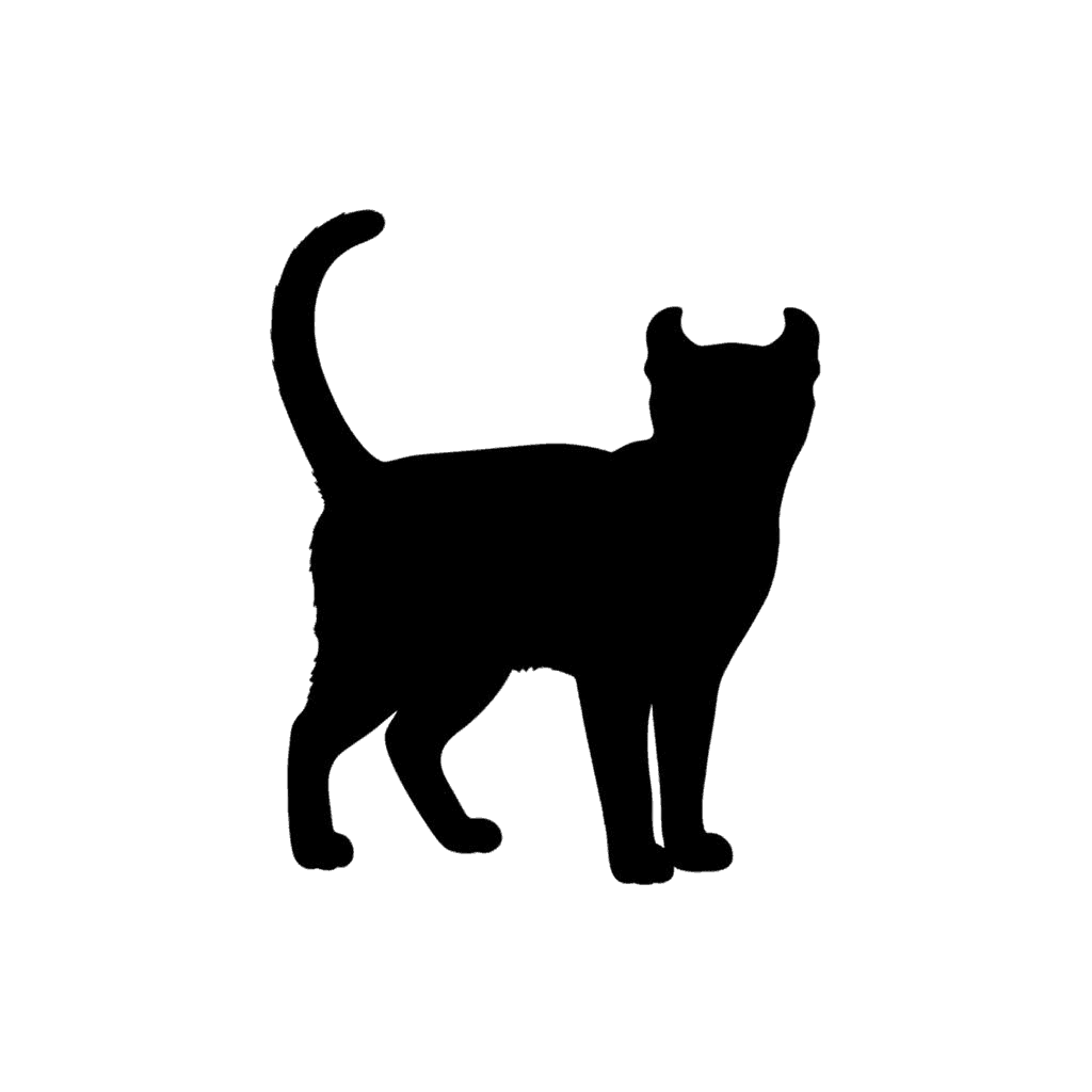 Free American Curl silhouette Ink Drawing Cat Clipart Template to Edit Online
