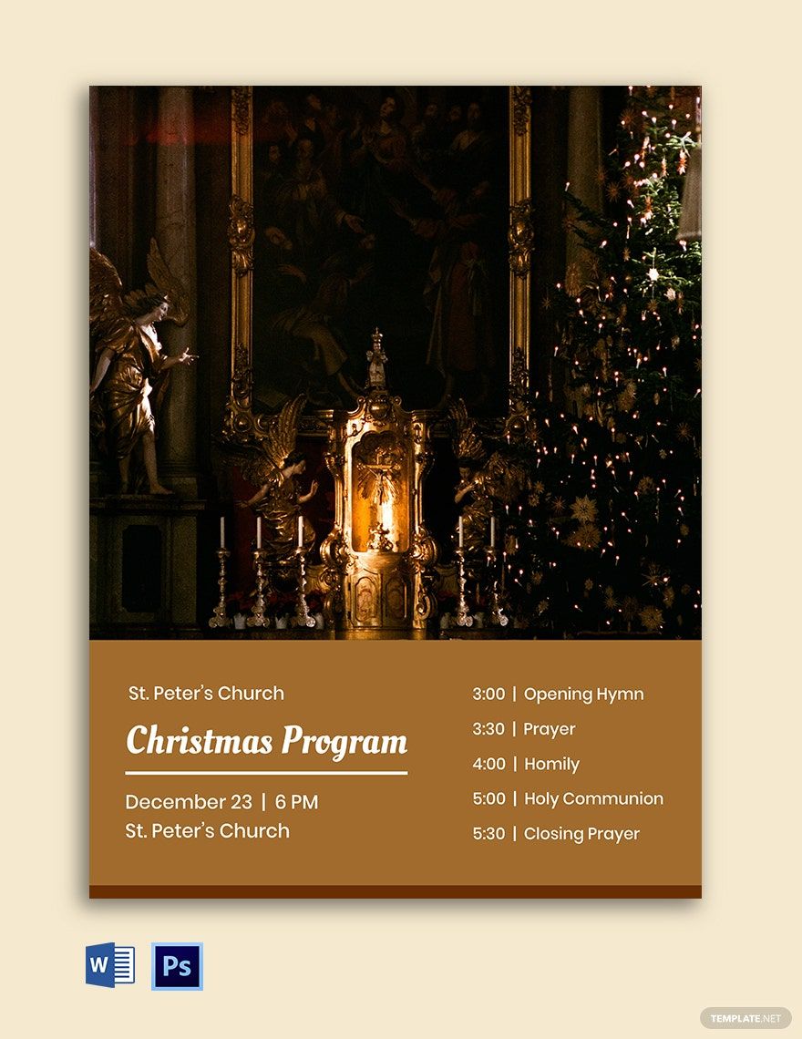 Church Christmas Program Template in Word, PSD