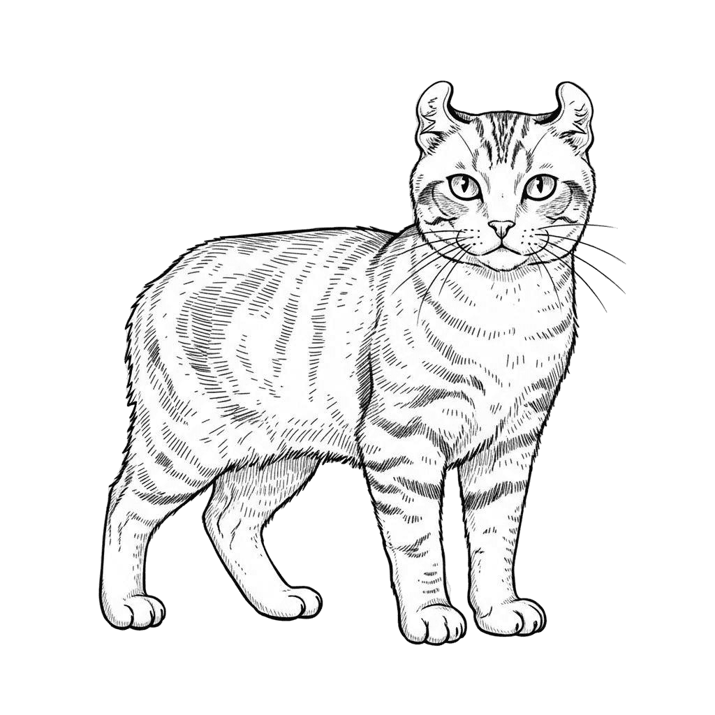 Free American Curl Emoji Ink Drawing Cat Clipart Template to Edit Online