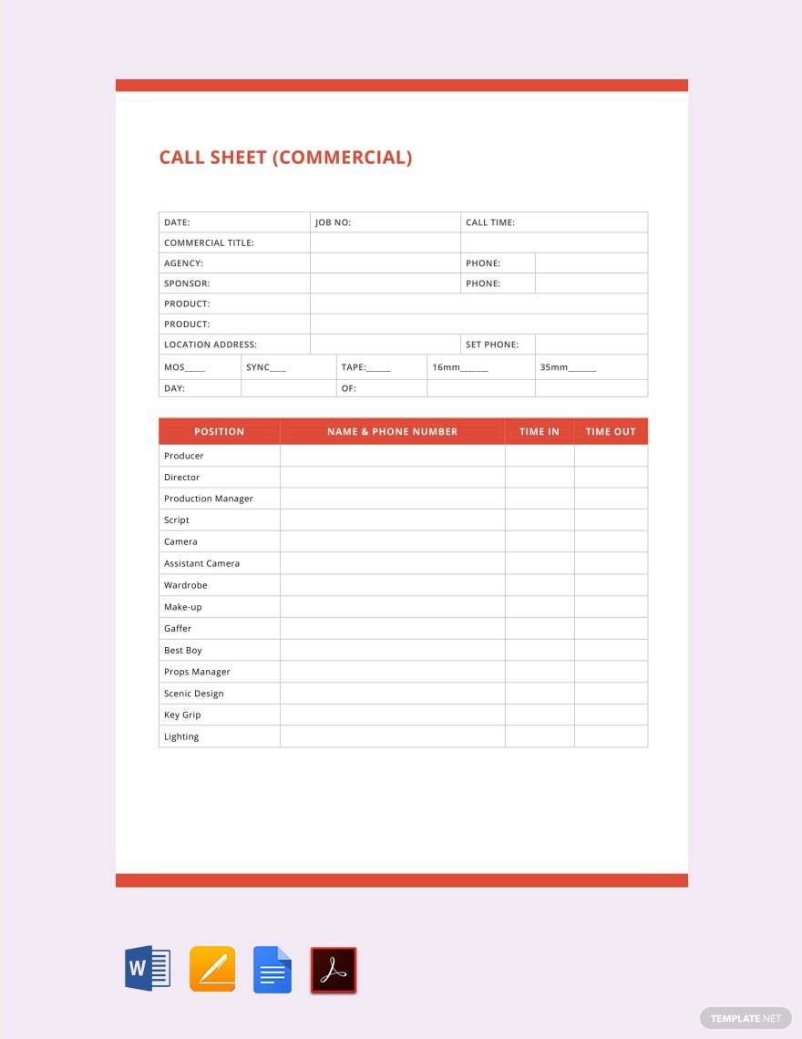 Sales Call Sheet Template Google Docs