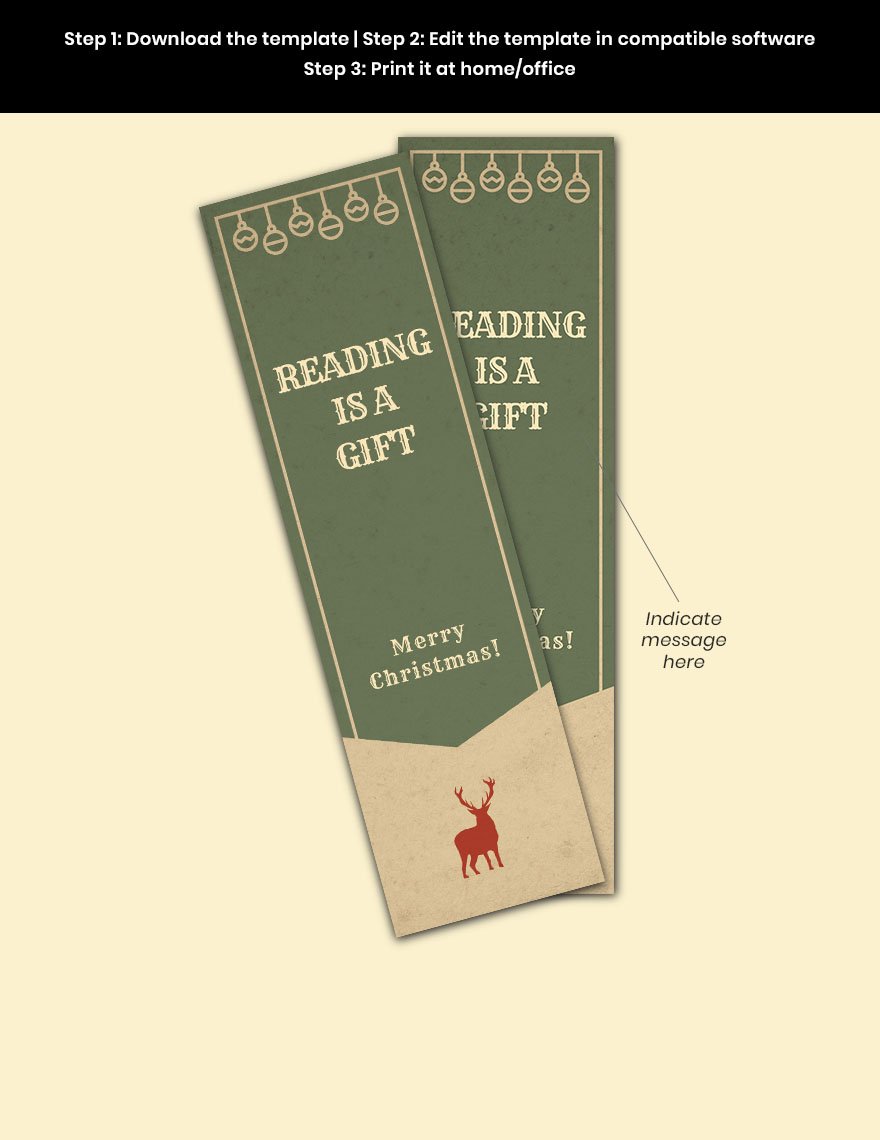Vintage Christmas Bookmark Template