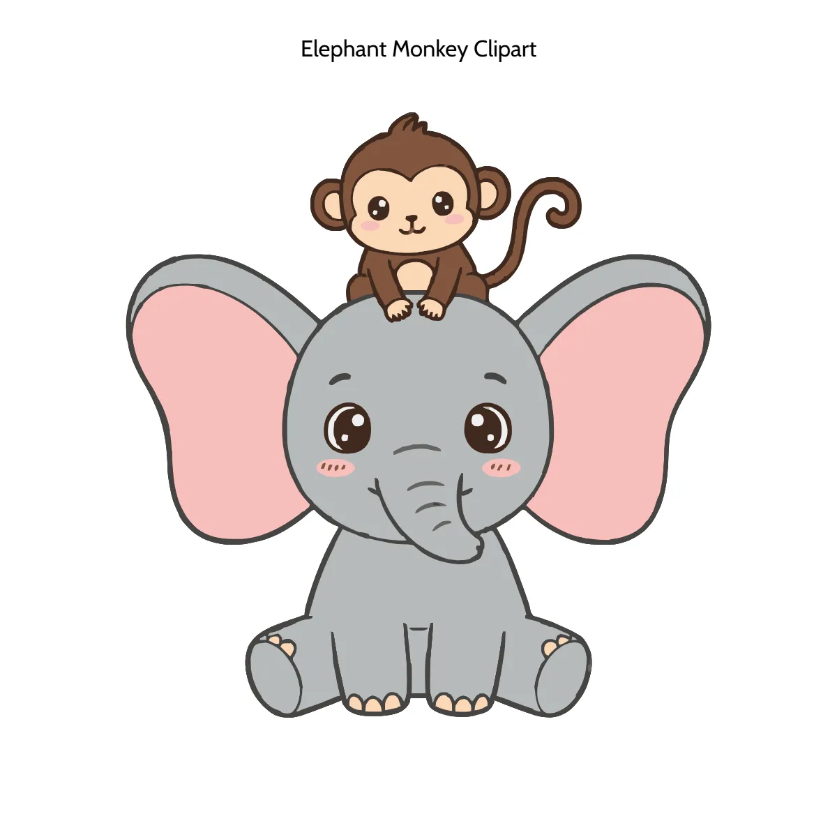 Free Elephant Monkey 3D Clipart (PNG, SVG) to Edit Online