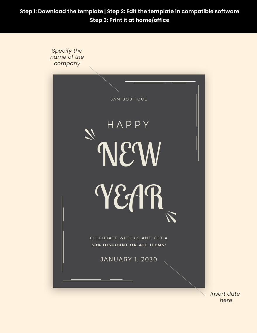 Retro New Year Poster Template