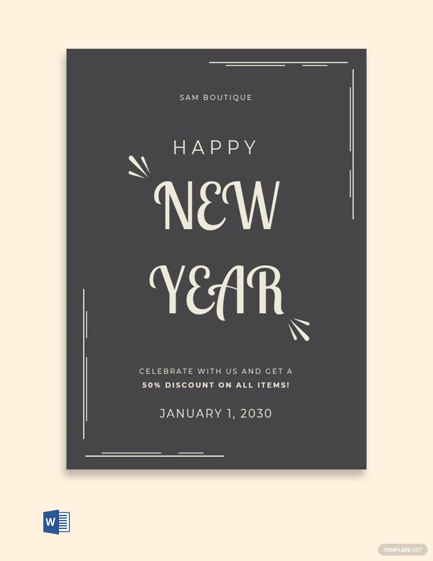 Free Retro New Year Poster Template