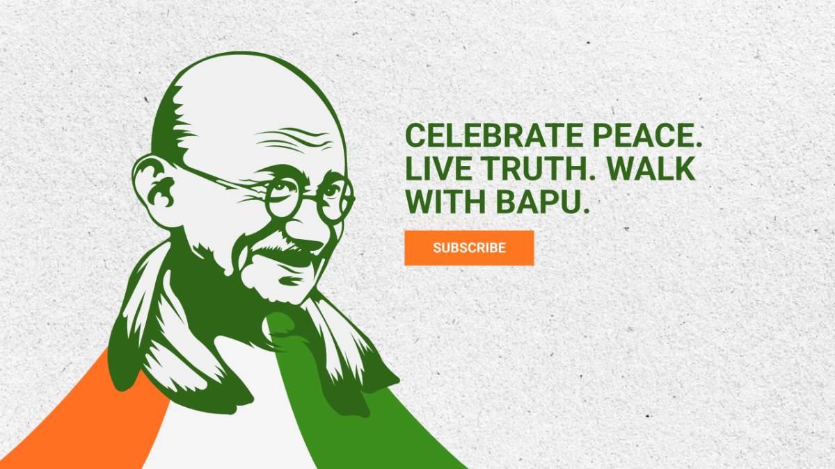 Free Happy Gandhi Jayanti Youtube Banner Template to Edit Online