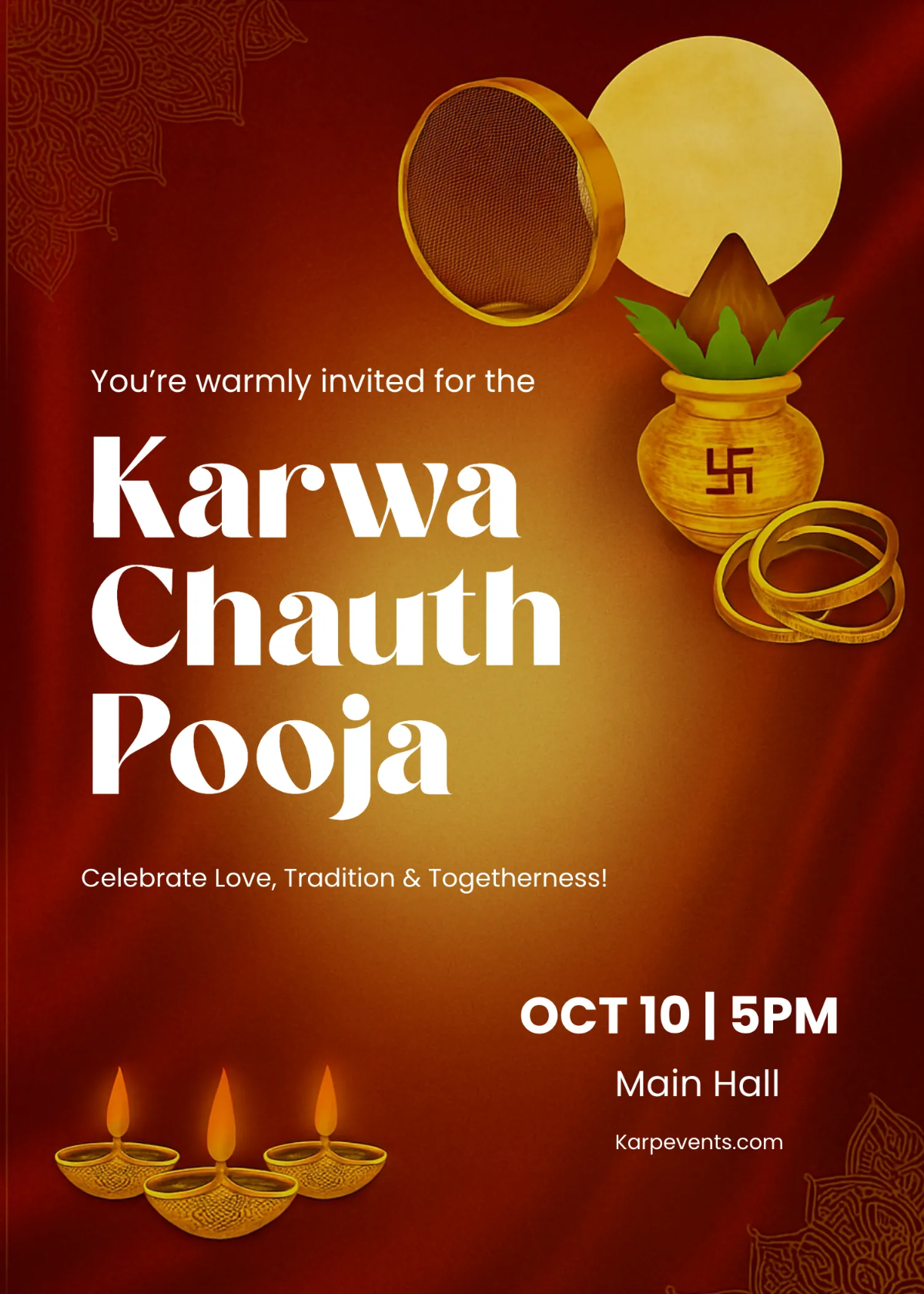 Free Karwa Chauth Pooja Invite Template to Edit Online