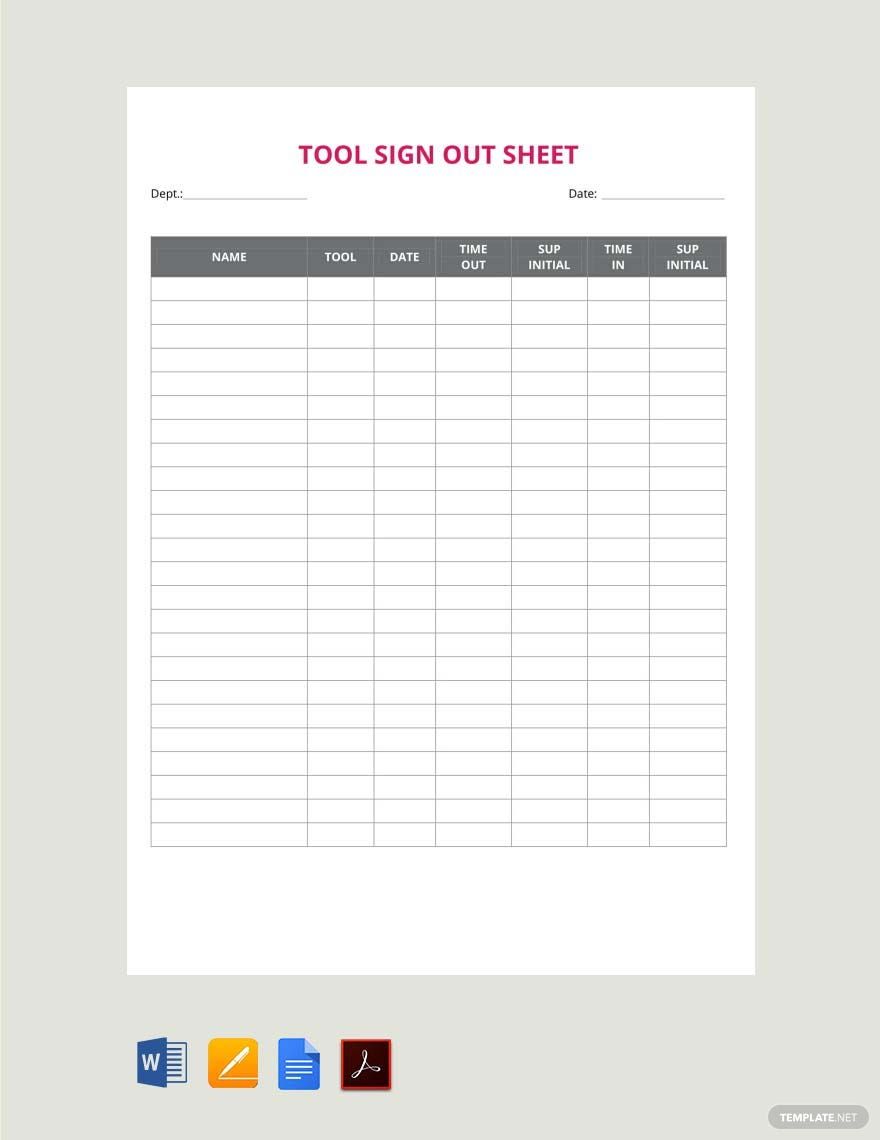 Sign In Sign Out Sheet Template Download in Word, Google Docs, Excel