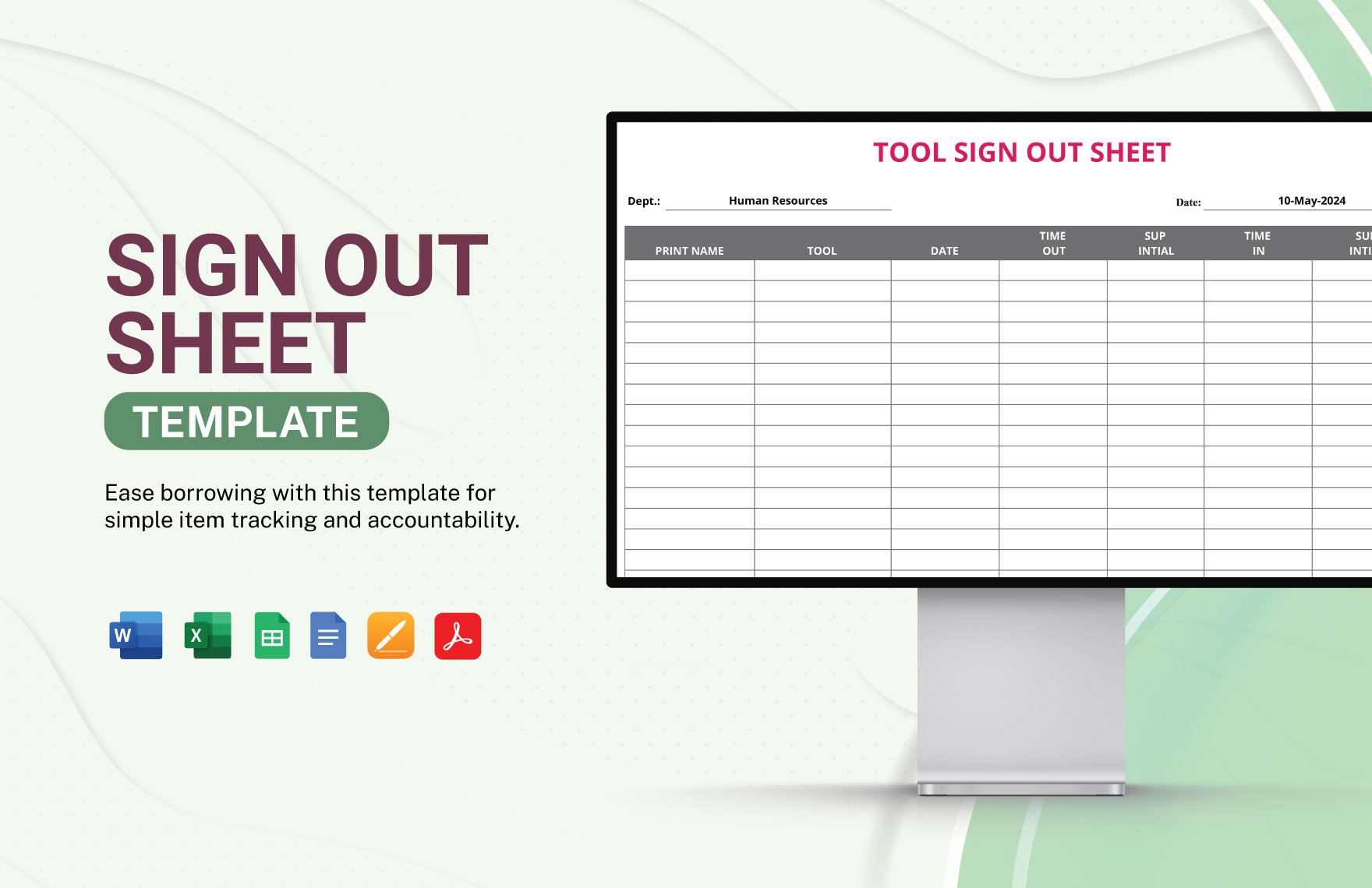 Free Sign Out Sheet Template in Word, Google Docs, Excel, PDF, Google Sheets, Apple Pages