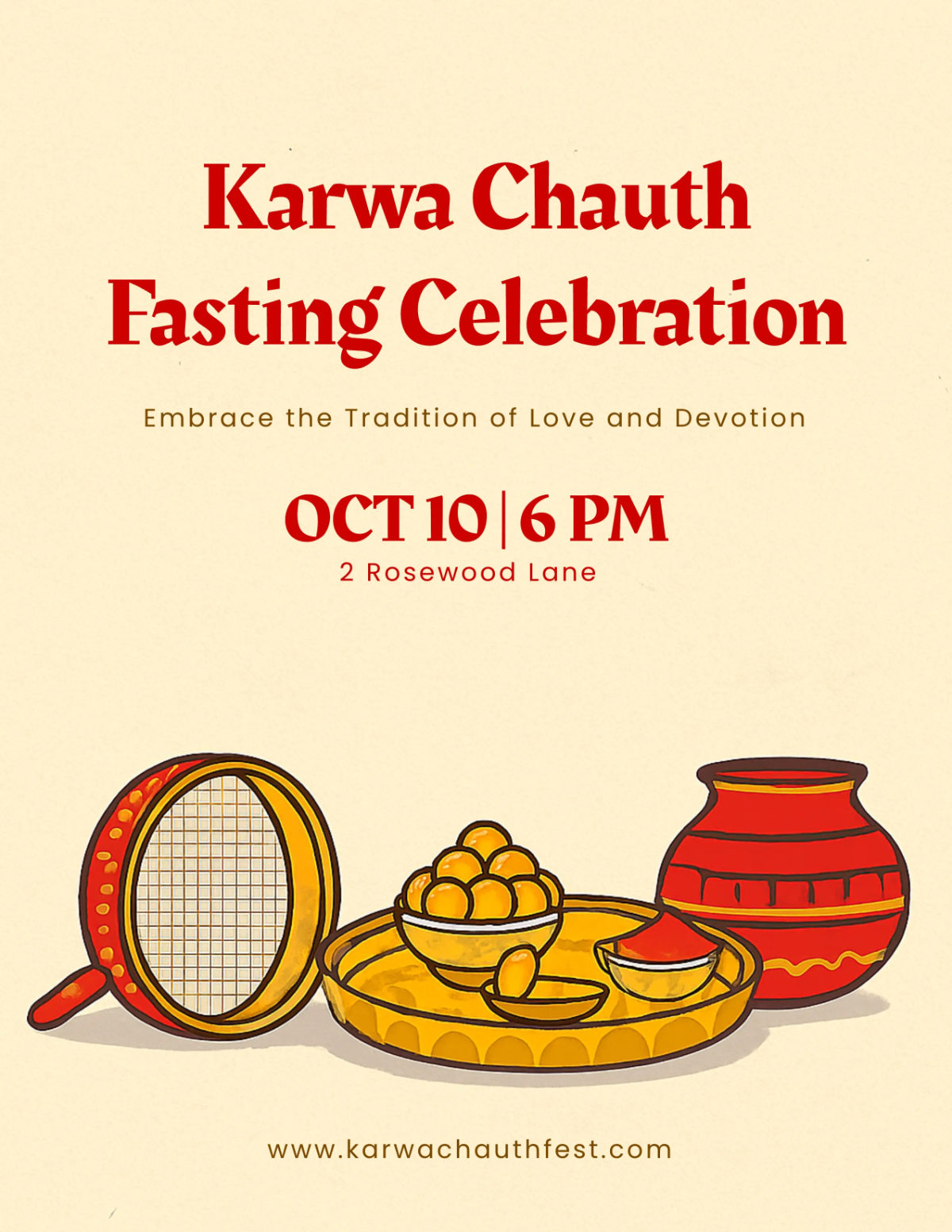 Free Karwa Chauth Fasting Flyer Template to Edit Online