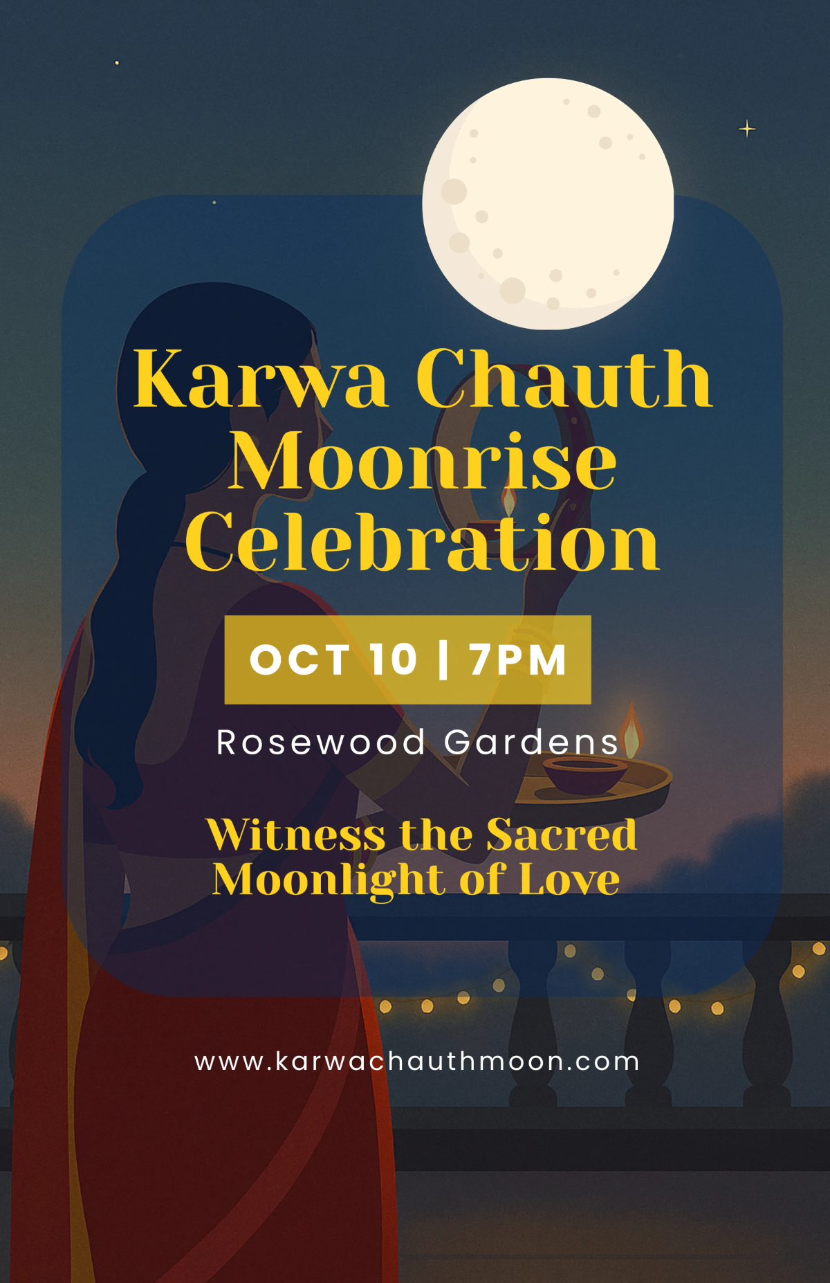 Free Karwa Chauth Moonrise Poster Art Template to Edit Online