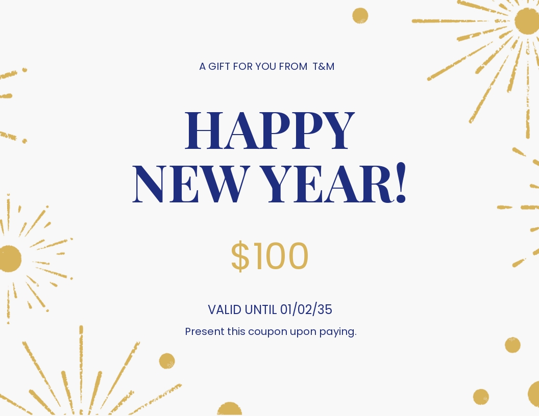New Year Gift Certificate Template - Word, PDF