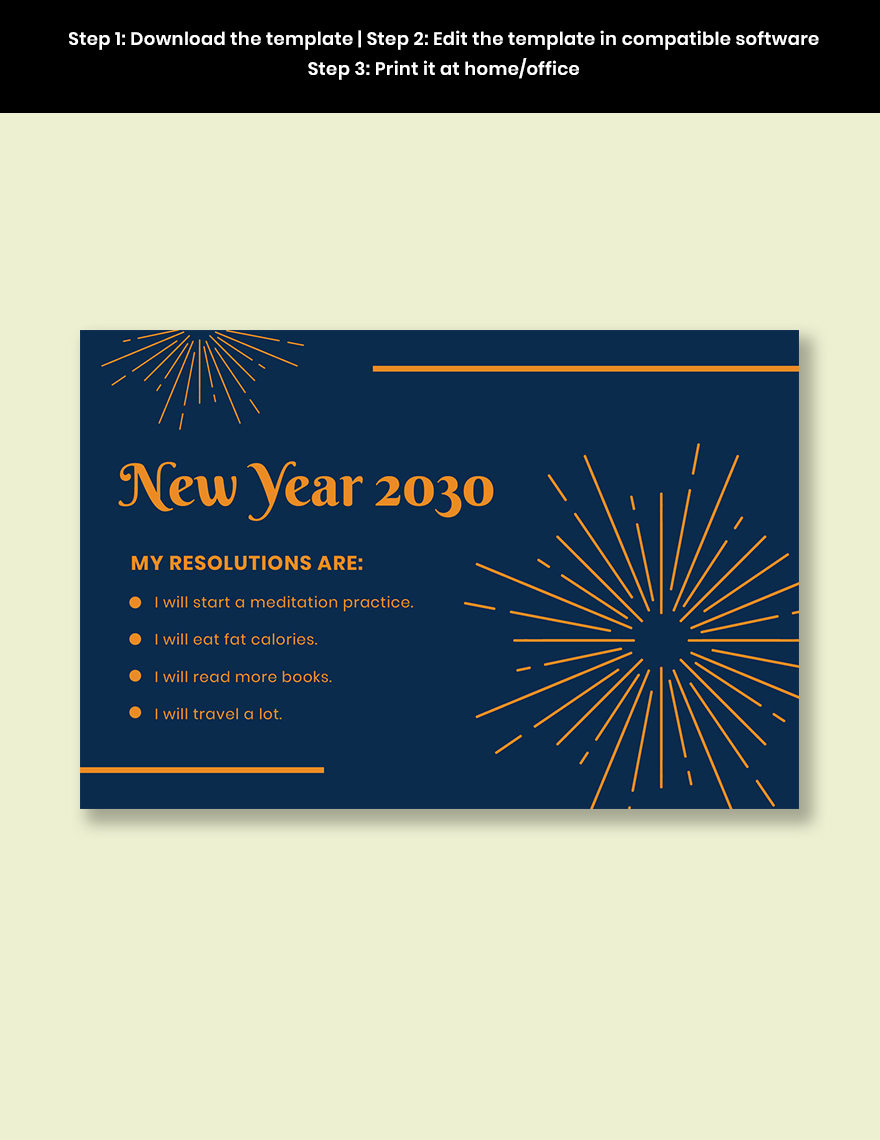 New Year Resolution Card Template - Download in Word | Template.net