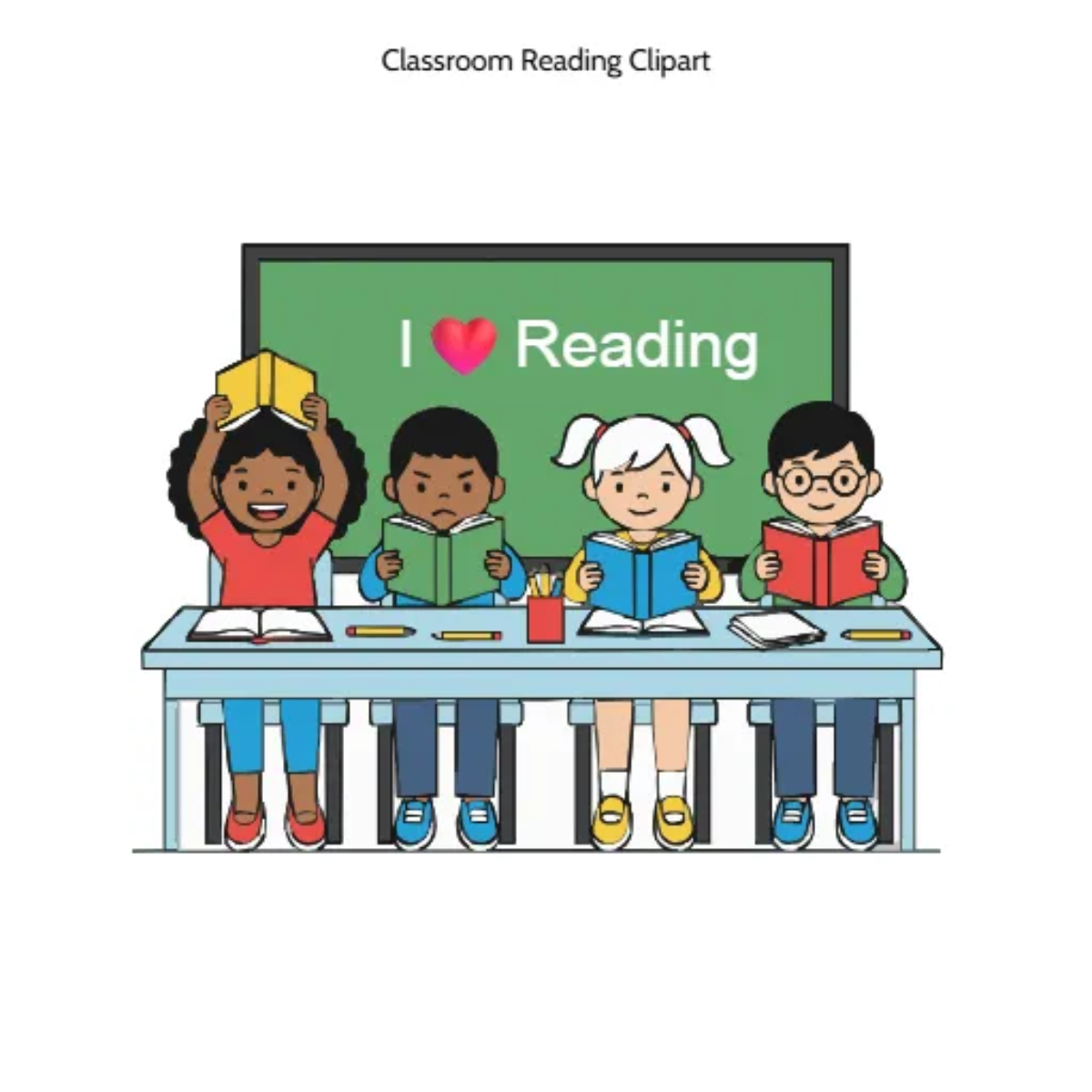 Free Classroom Reading Vector Clipart (PNG, SVG) to Edit Online